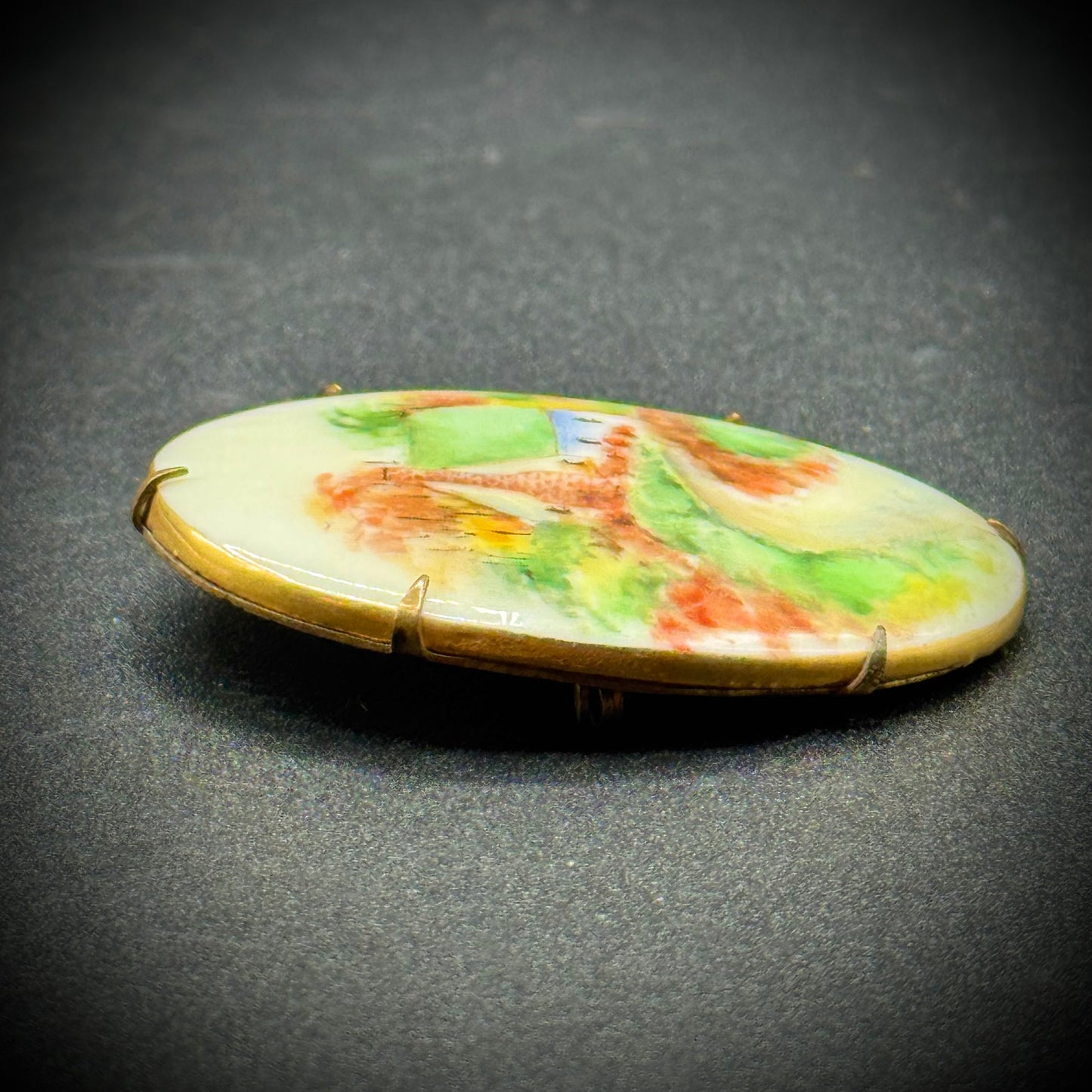 Antique Porcelain Hand Painted Brooch