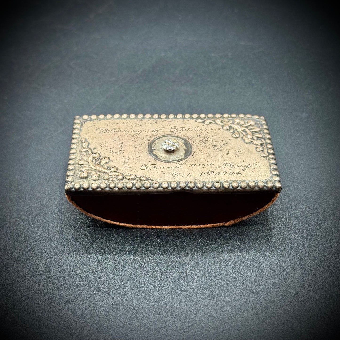 Antique 1904 Sterling Silver & Wood Ink Blotter with Inscription
