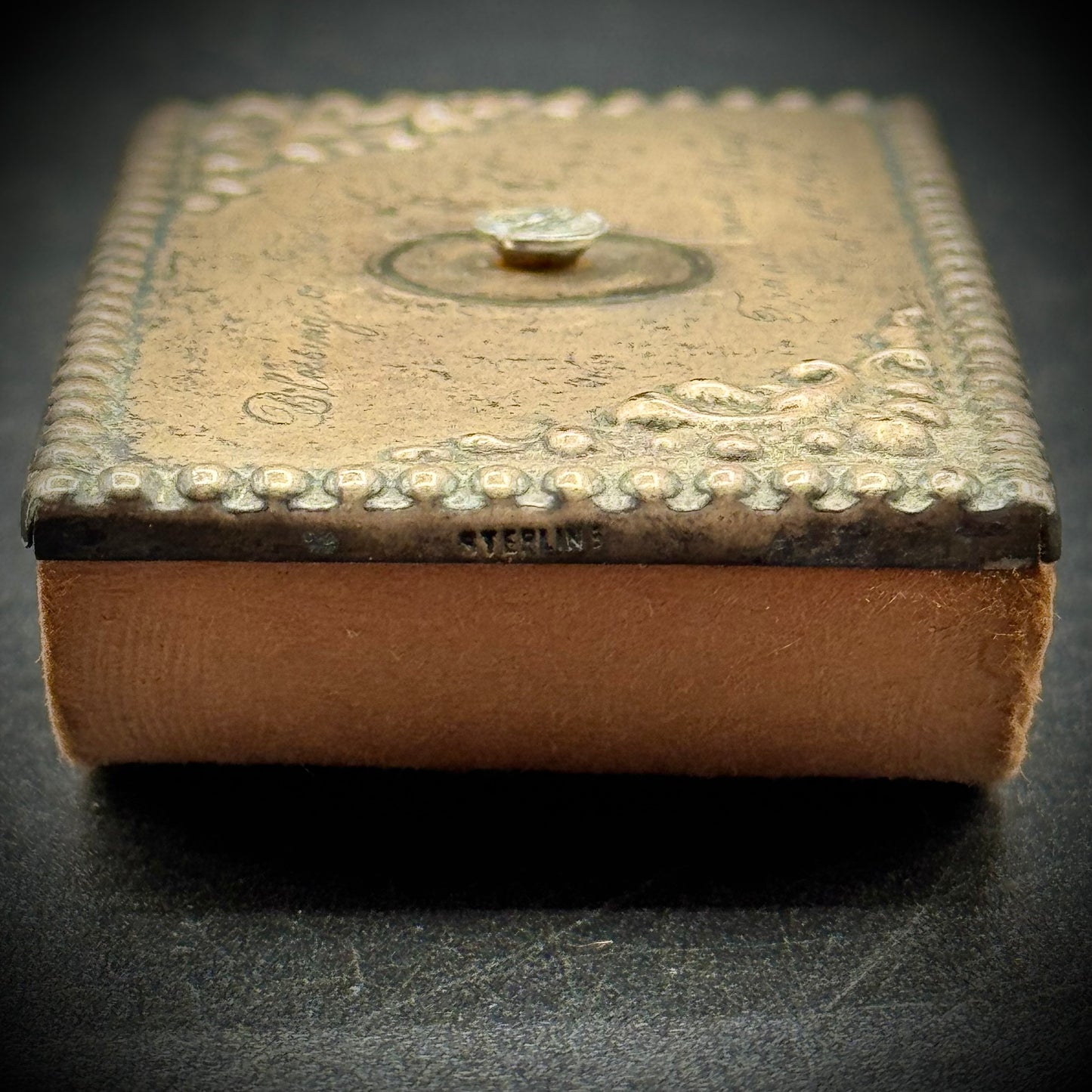 Antique 1904 Sterling Silver & Wood Ink Blotter with Inscription