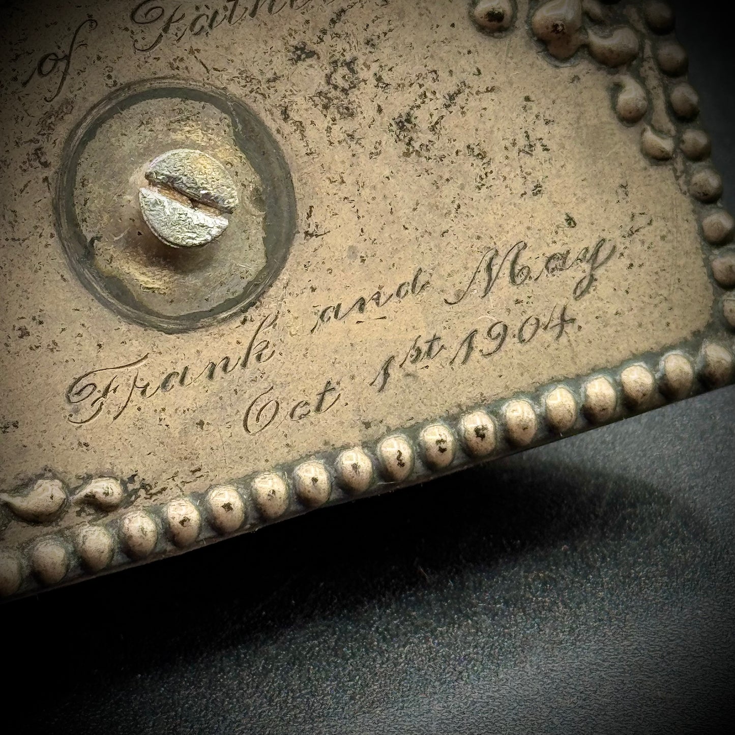 Antique 1904 Sterling Silver & Wood Ink Blotter with Inscription