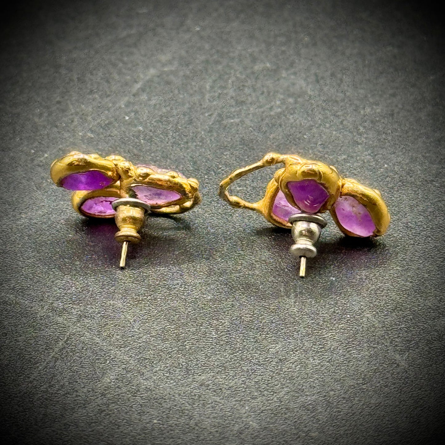 Artisan Made Brutalist Amethyst Earrings