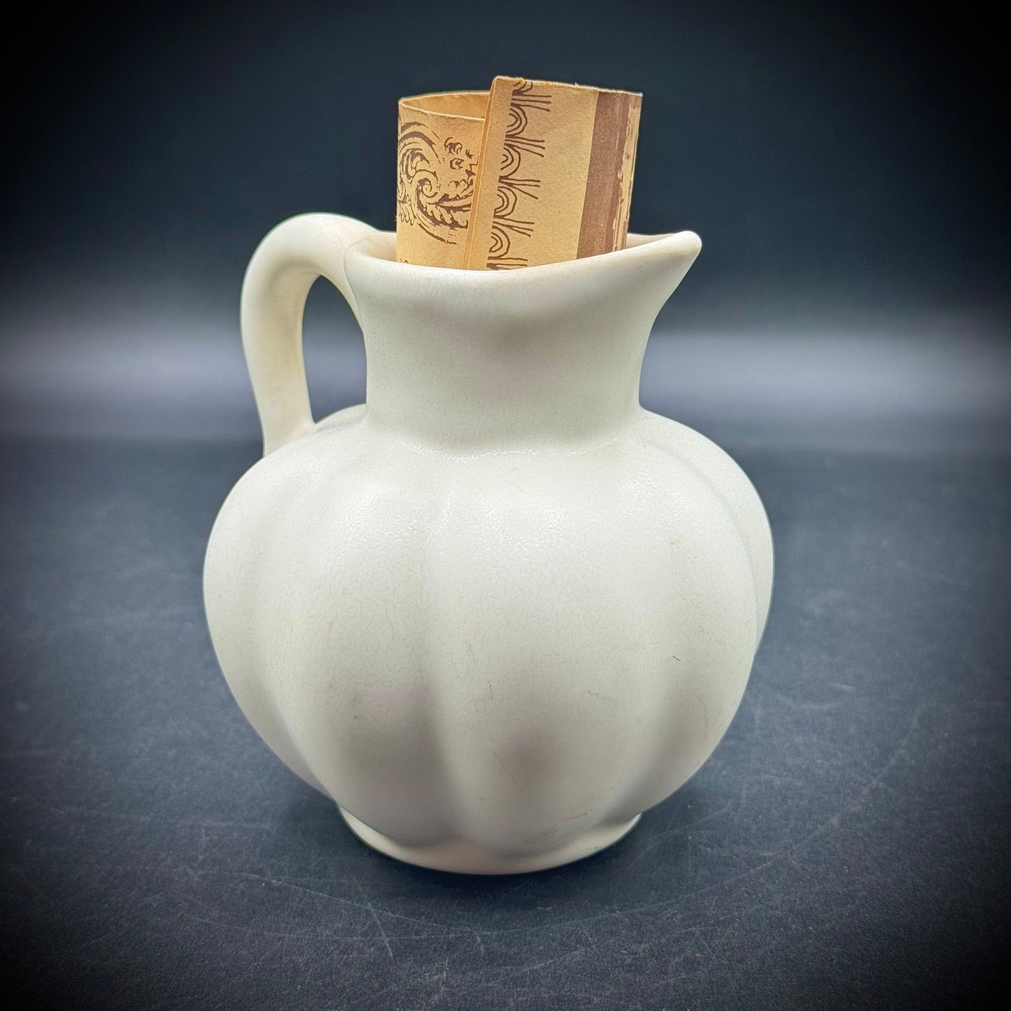 Vintage Cream Glaze Van Briggle Small Pitcher w/Original Paperwork