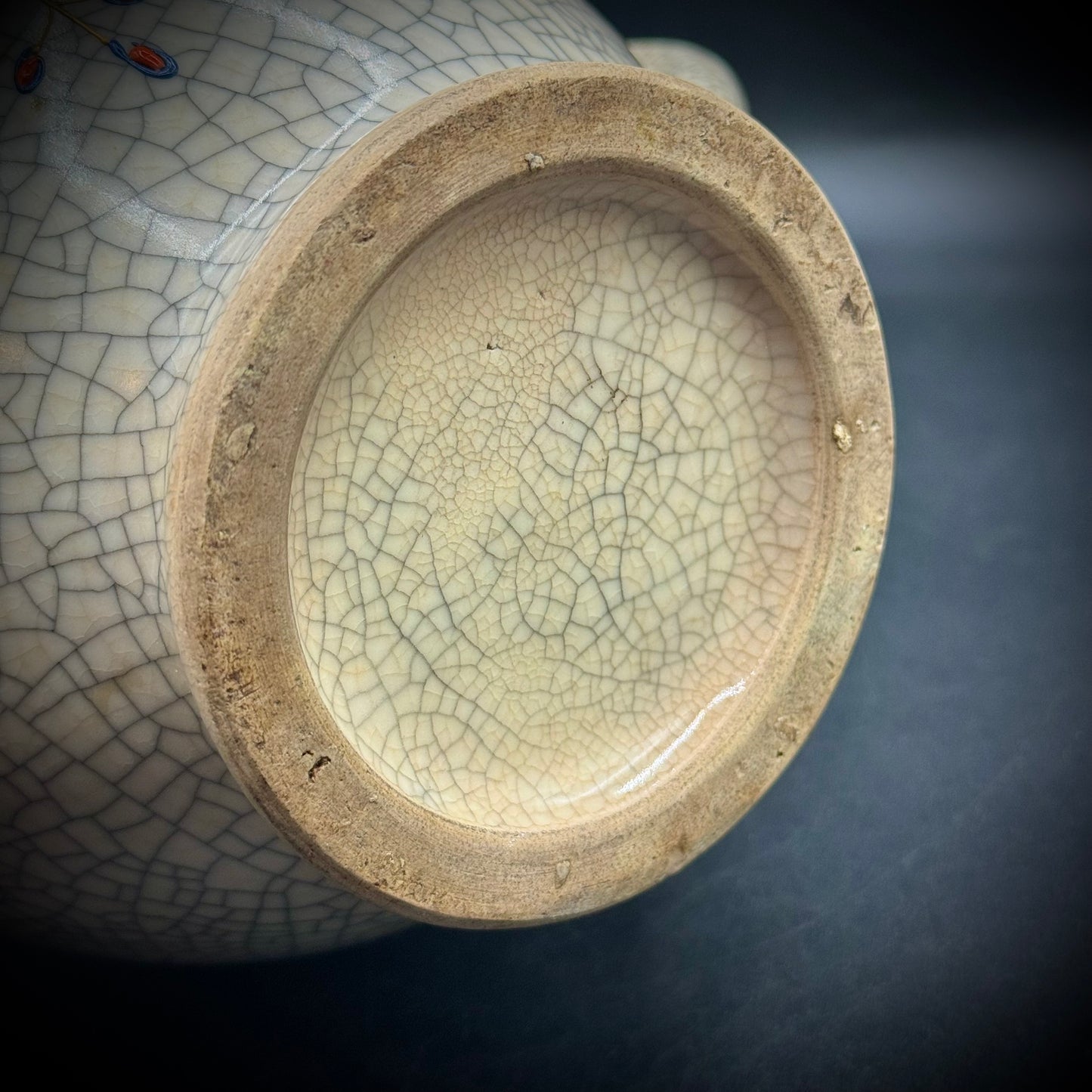 Vintage Crackle Glaze with Raised Flowers & Gold Accent Pitcher