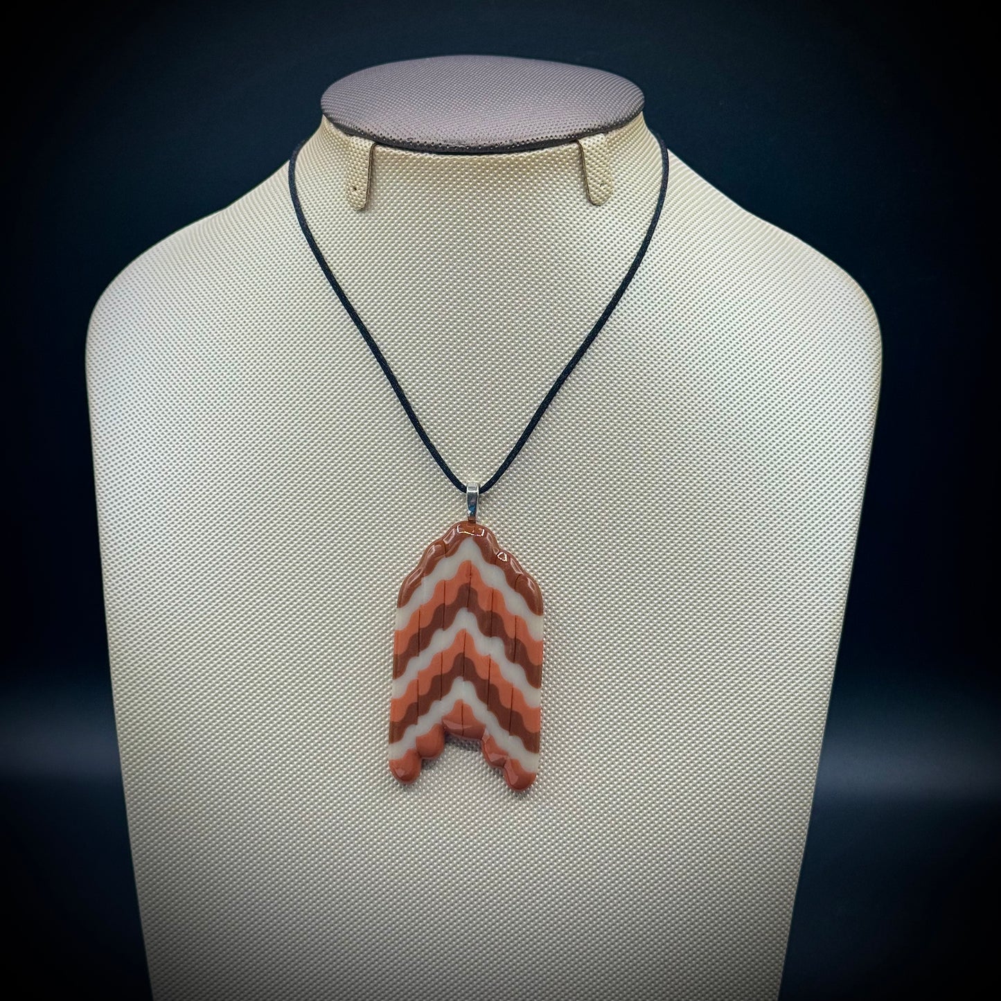 Artist Signed Dichroic Glass Pendant on Silk Cord #12