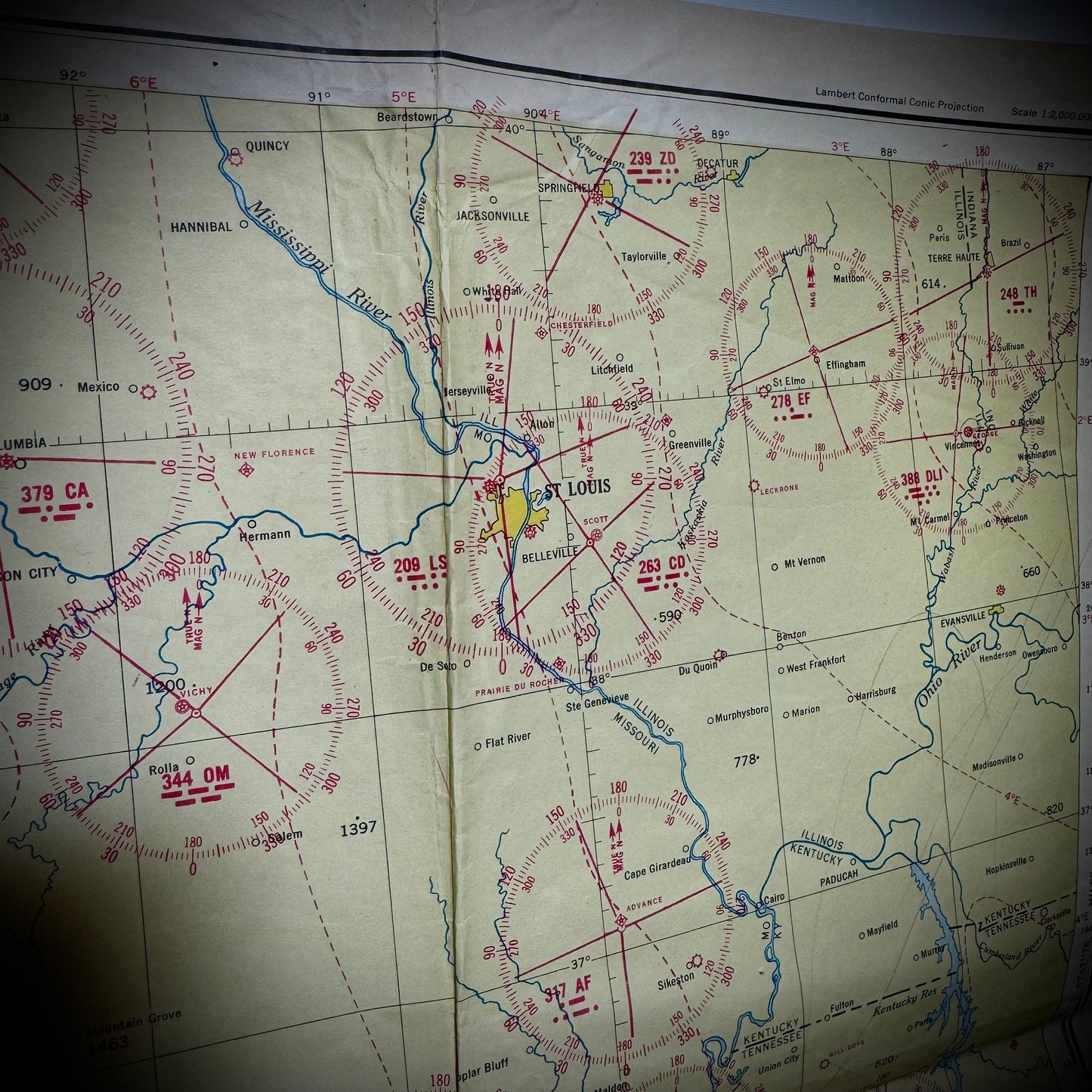Original WWII "Jolly Roger " Bomber Group Navigation Chart of Texas & Surrounding States