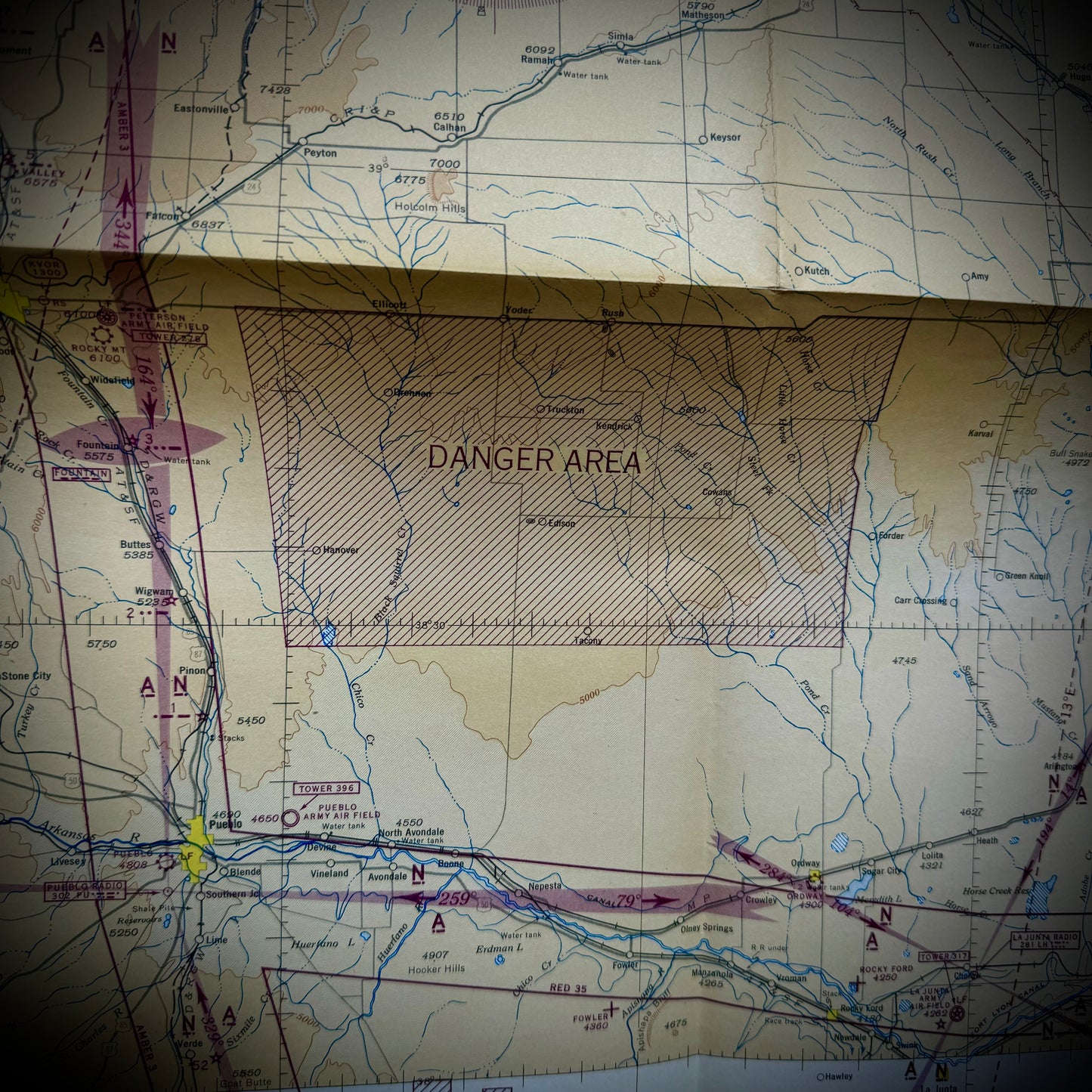 Original WWII "Jolly Roger " Bomber Group Navigation Chart "Denver"