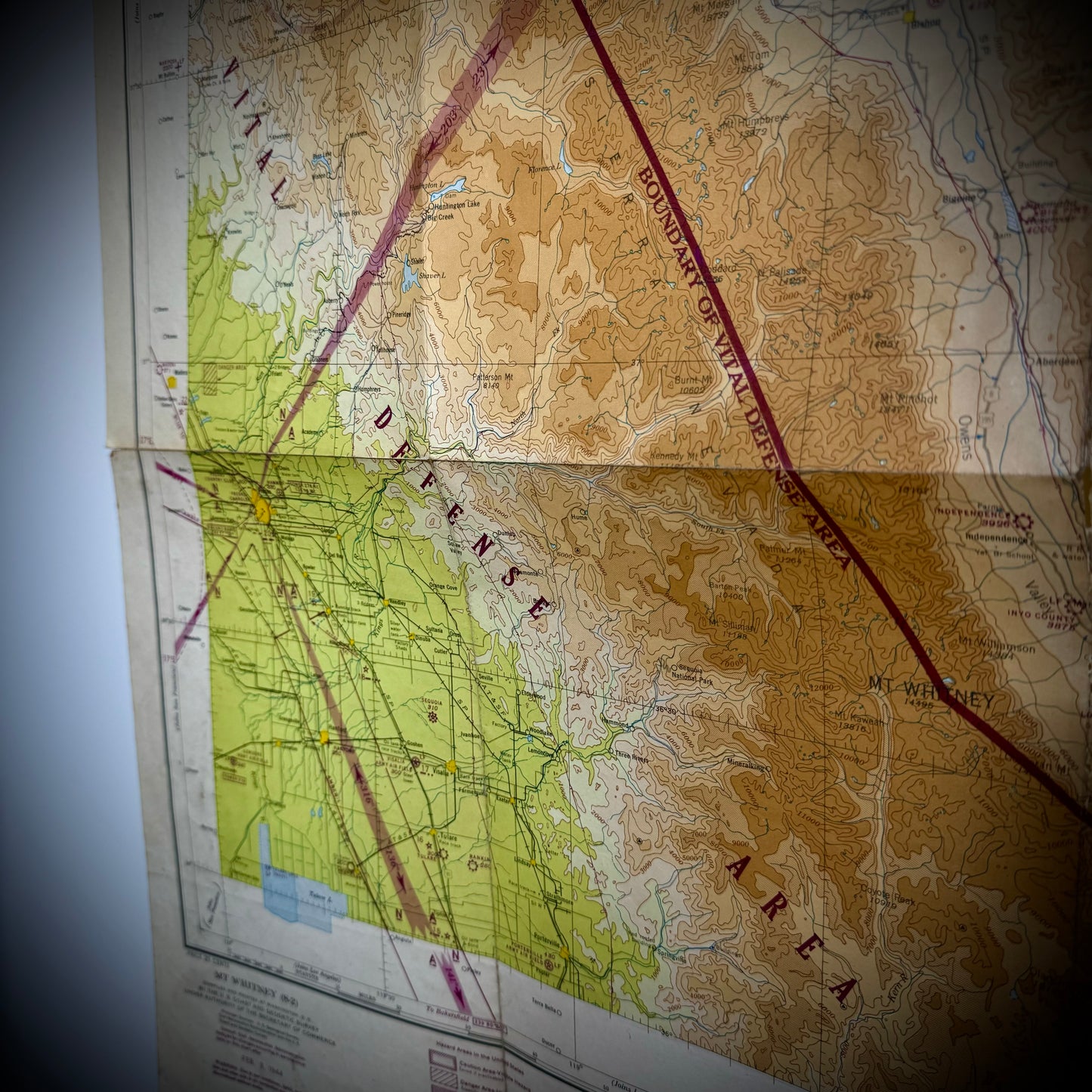 Original WWII "Jolly Roger " Bomber Group Navigation Chart "Mt. Whiney" & Las Vegas