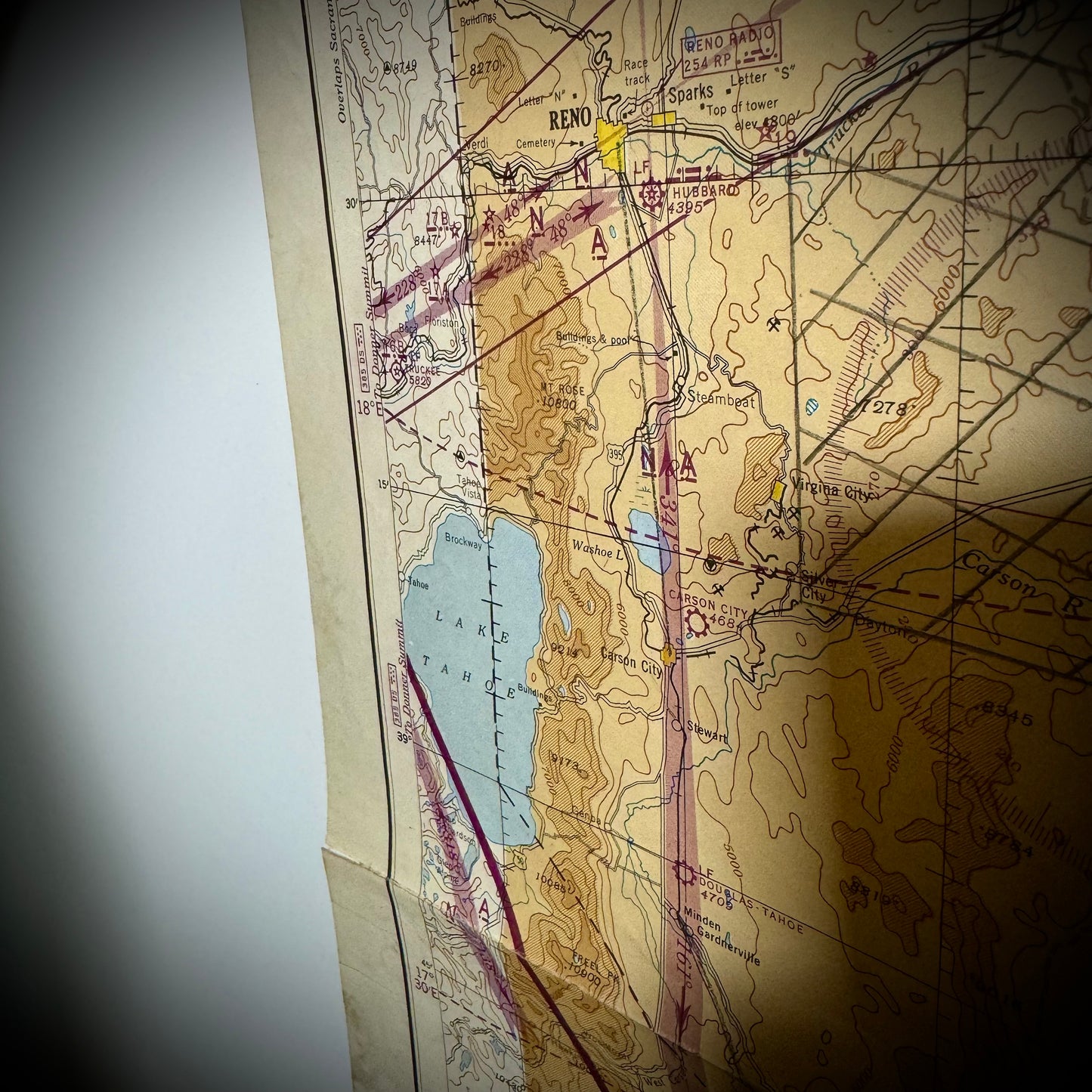 Original WWII "Jolly Roger " Bomber Group Navigation Chart "Reno"
