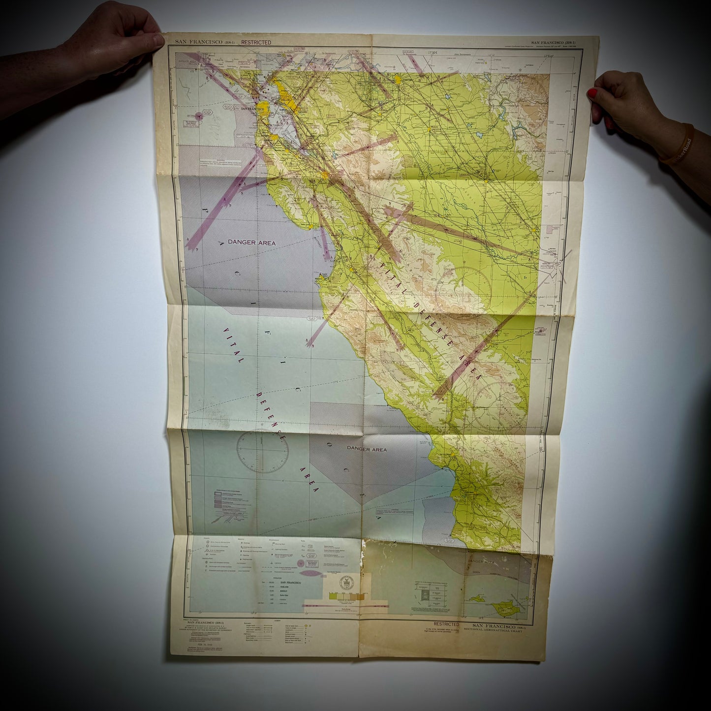 Original WWII "Jolly Roger " Bomber Group Navigation Chart "San Francisco"