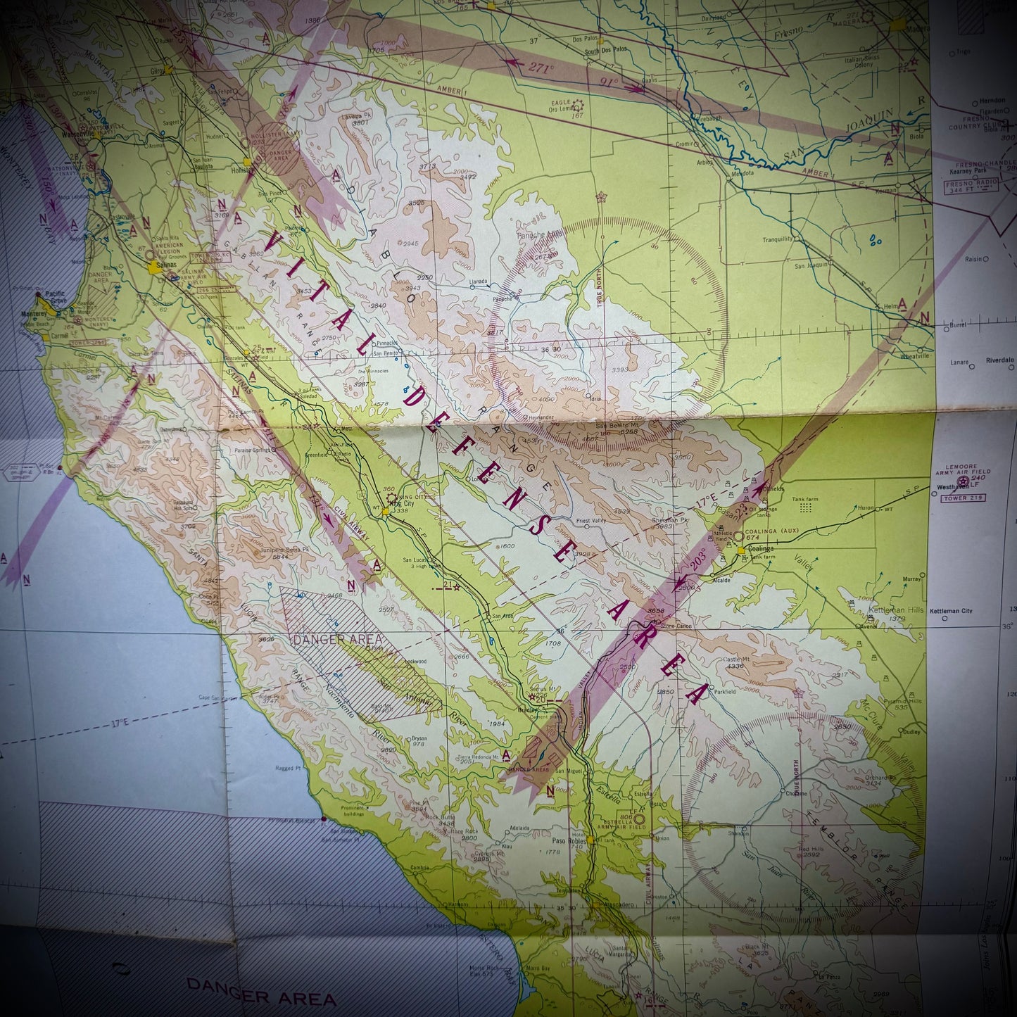 Original WWII "Jolly Roger " Bomber Group Navigation Chart "San Francisco"
