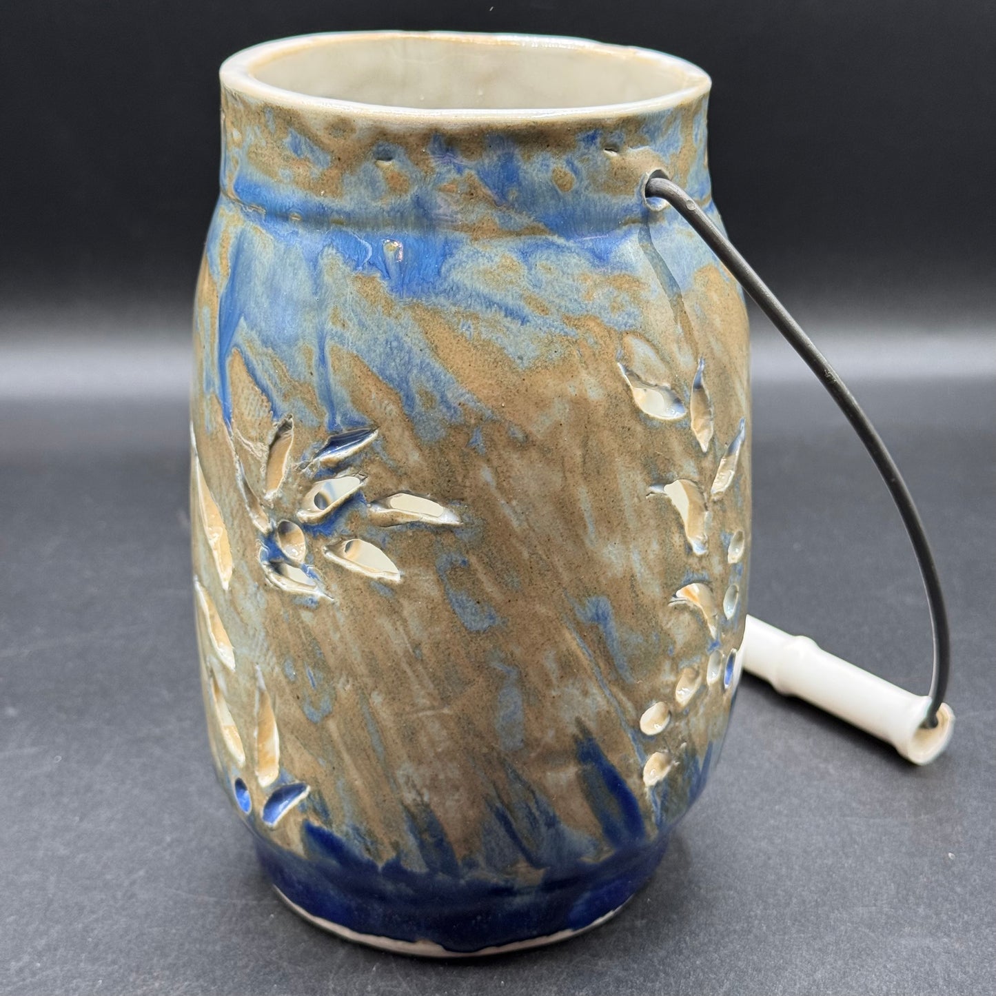 Hand Made & Artist Signed Pottery Lantern w/Handle
