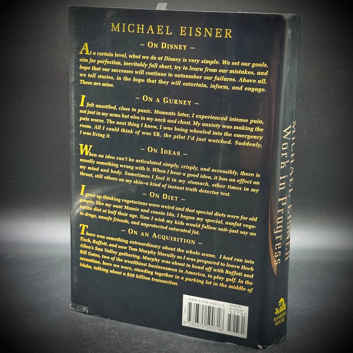 RARE Michael Eisner Disney CEO Autographed "Work In Progress" Autobiography