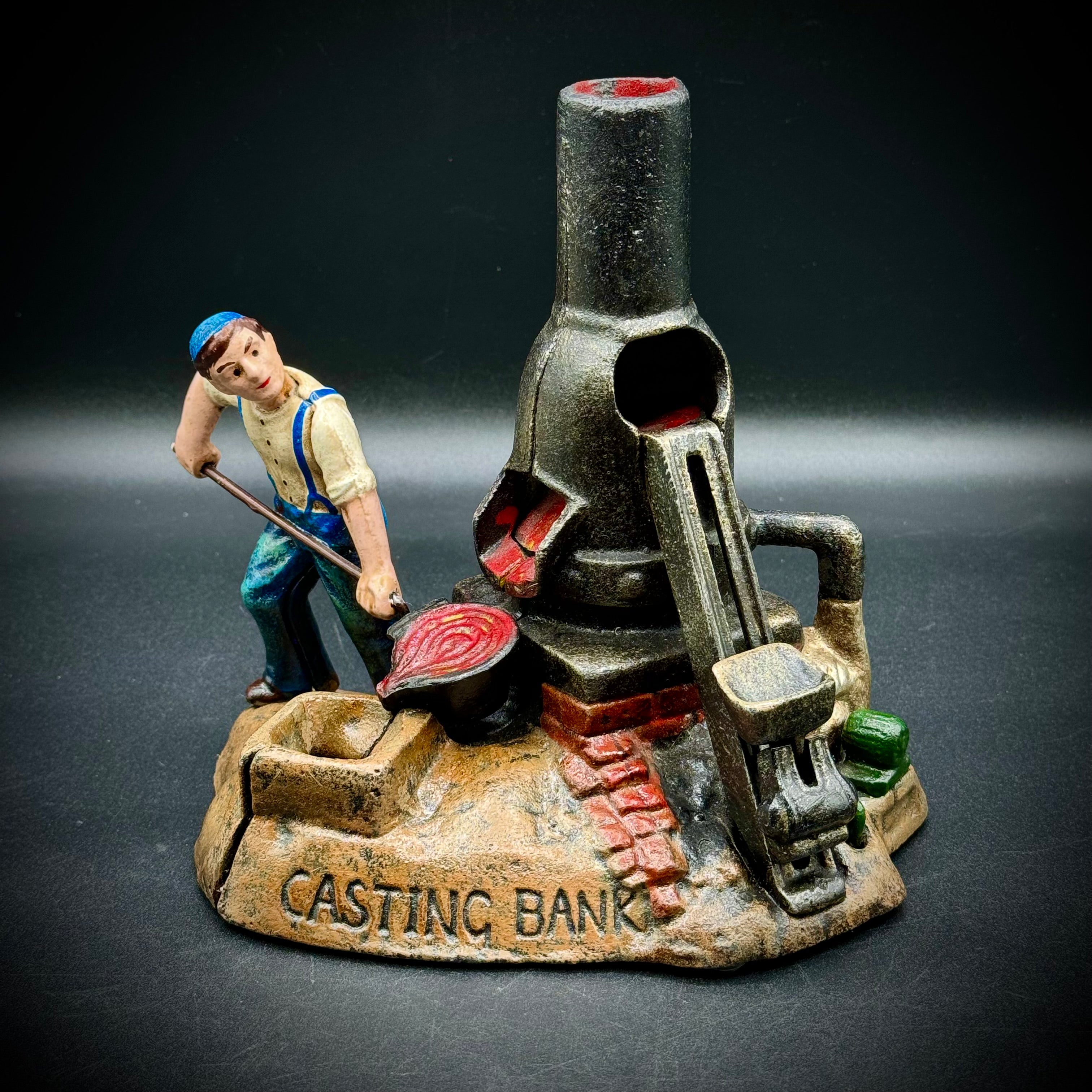 Vintage Hawthorne Direct Mechanical Bank "Casting Bank" Picker Road