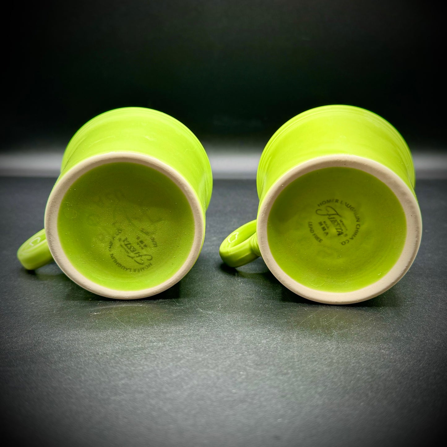 Pair of Vintage Lime Green Fiesta Ware Mugs