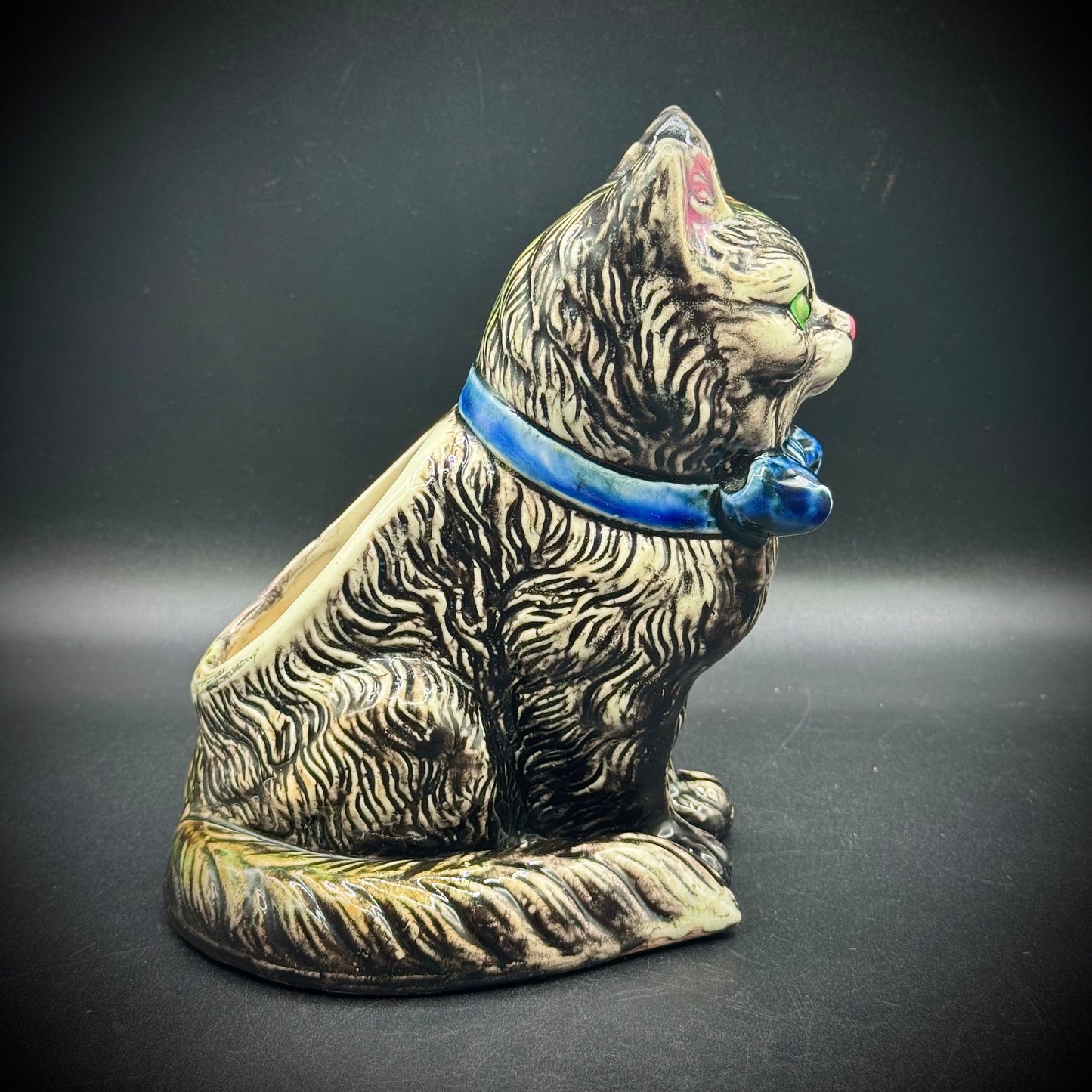Vintage 1930s Made in Japan Adorable Cat with Bowtie Planter