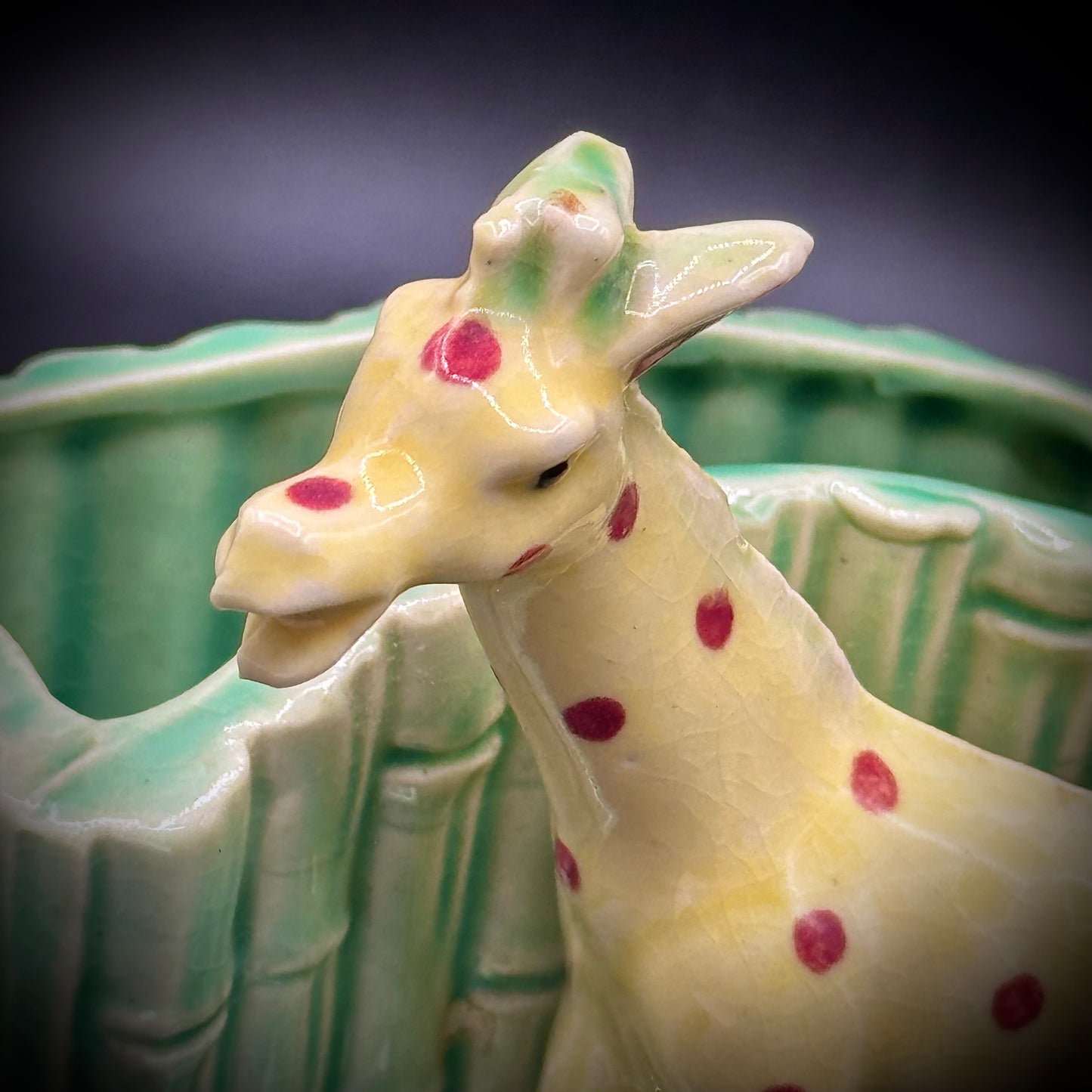Vintage Giraffe & Bamboo Small Planter - Made in Japan