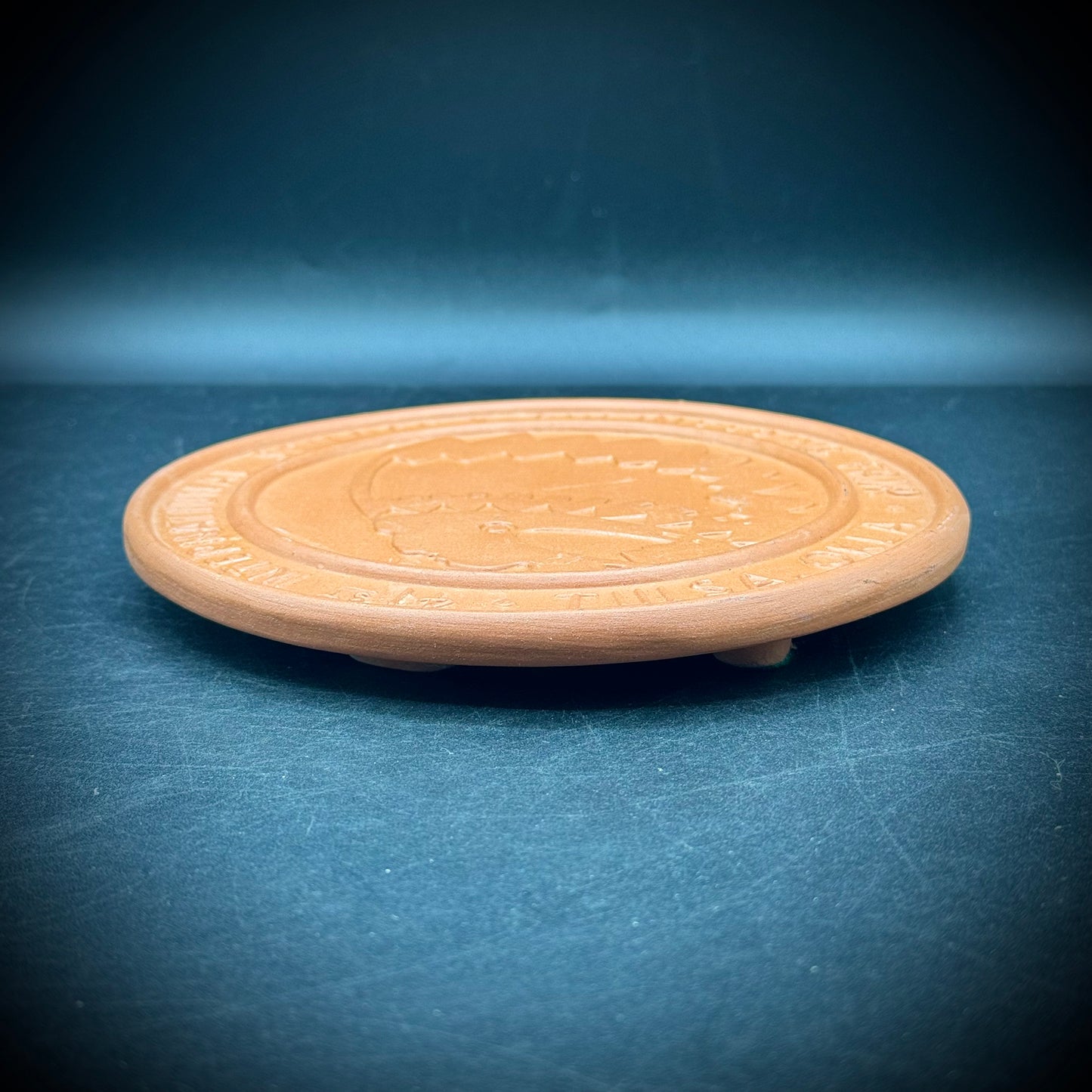 Vintage 1990 Frankoma Pottery Indian Head Penny Trivet