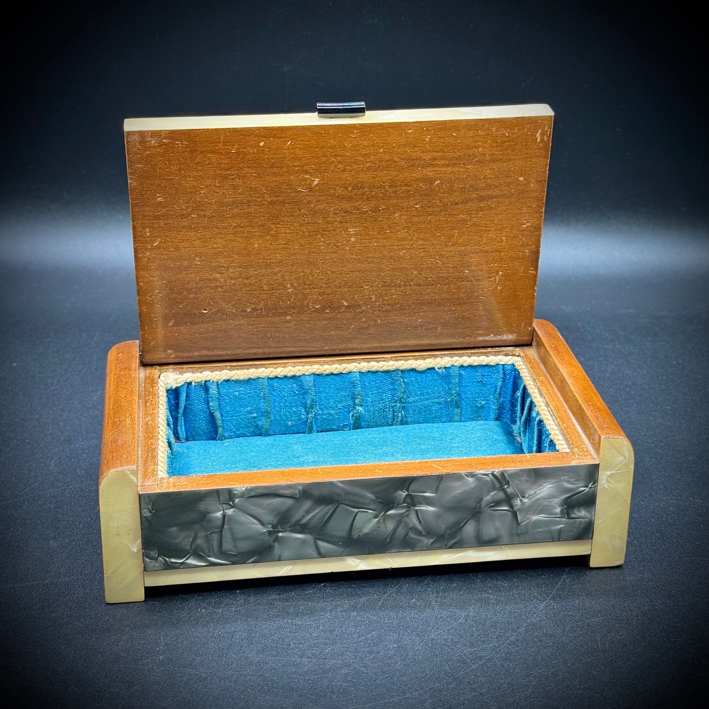 Ornate Art Deco Jewelry Box with Sterling Silver Accents