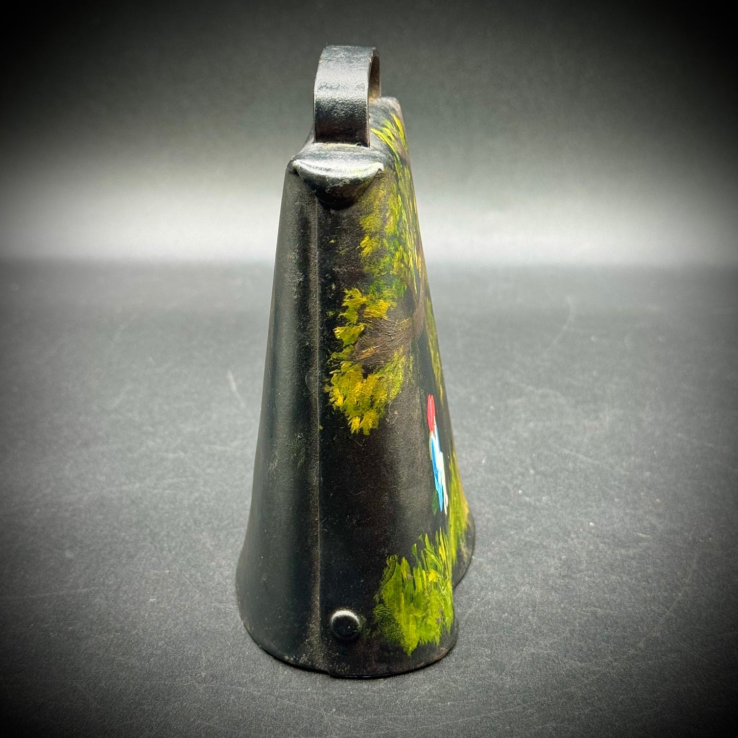 Antique Hand Painted Folk Art Metal Cow Bell