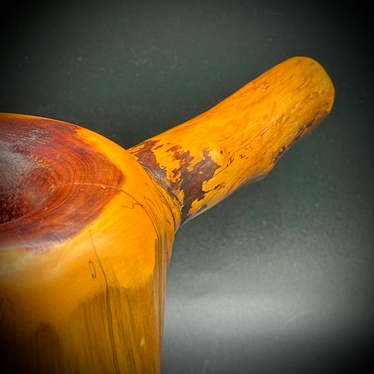 Artist Signed Wood Burl Handled Candle Holder