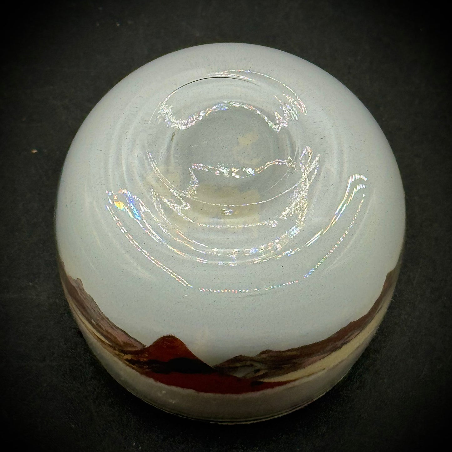 Artist Made High Detail Sand Art Glass Paperweight on Purple Felt