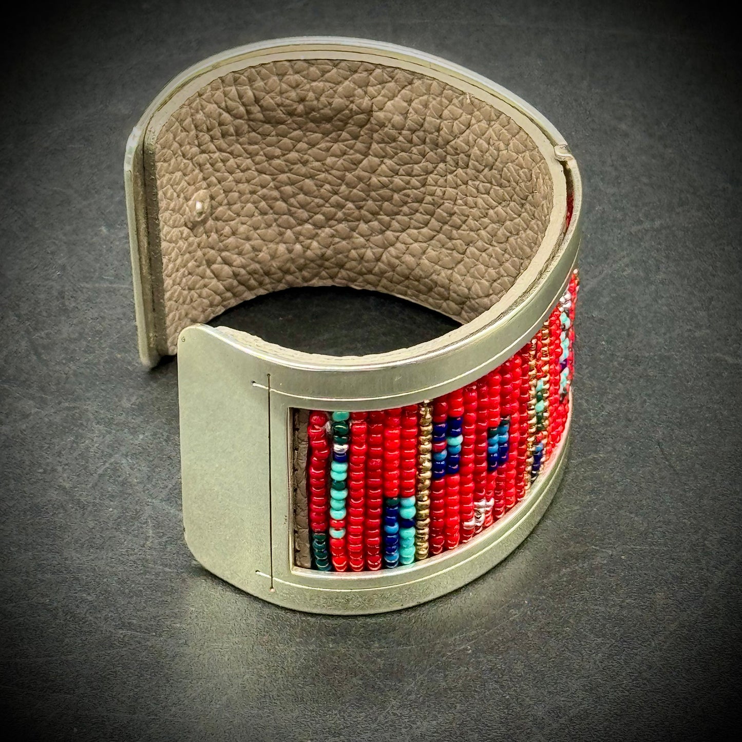 Brighton Southwest Motif Bead, Leather & Metal Cuff
