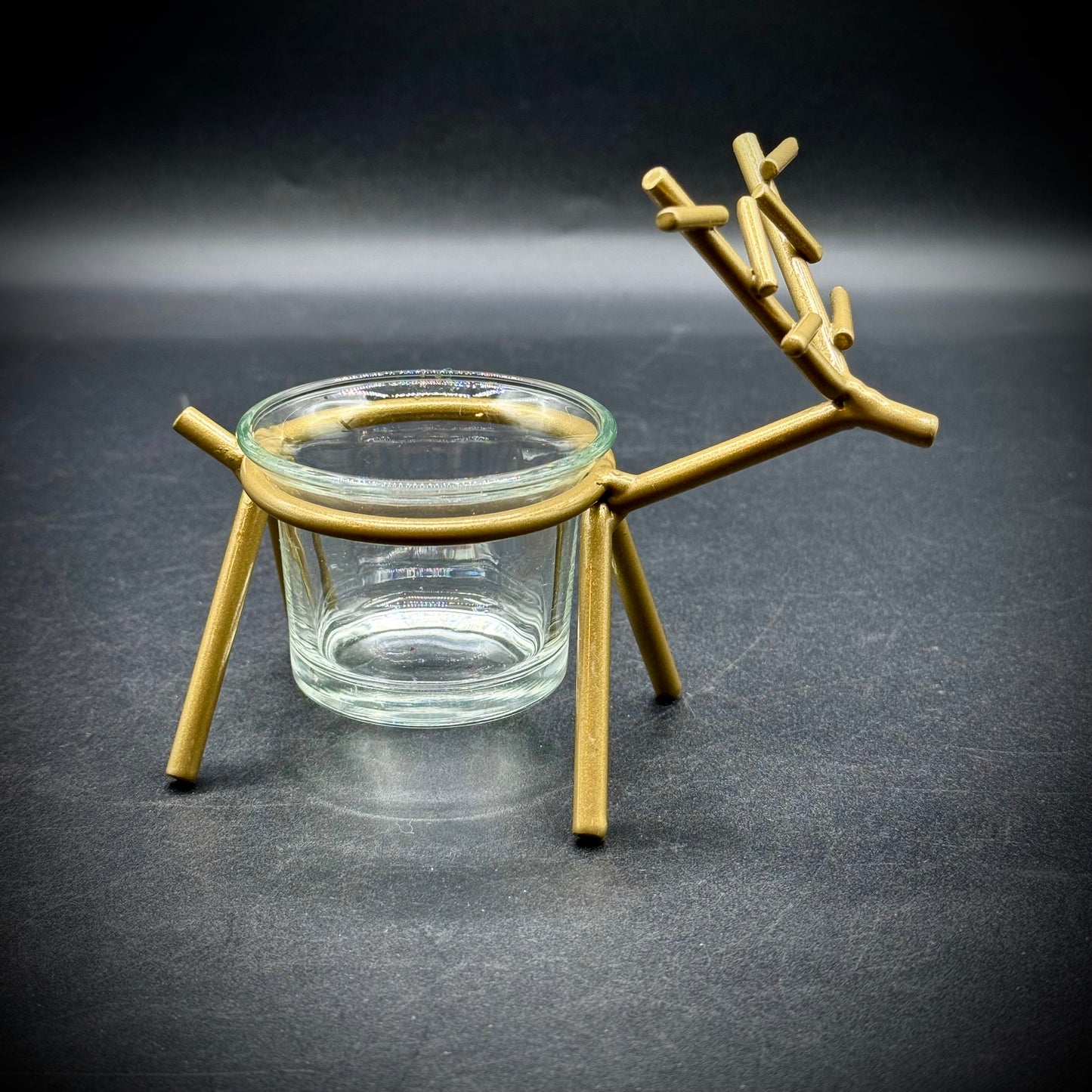 Metal & Glass Brutalist Reindeer Votive