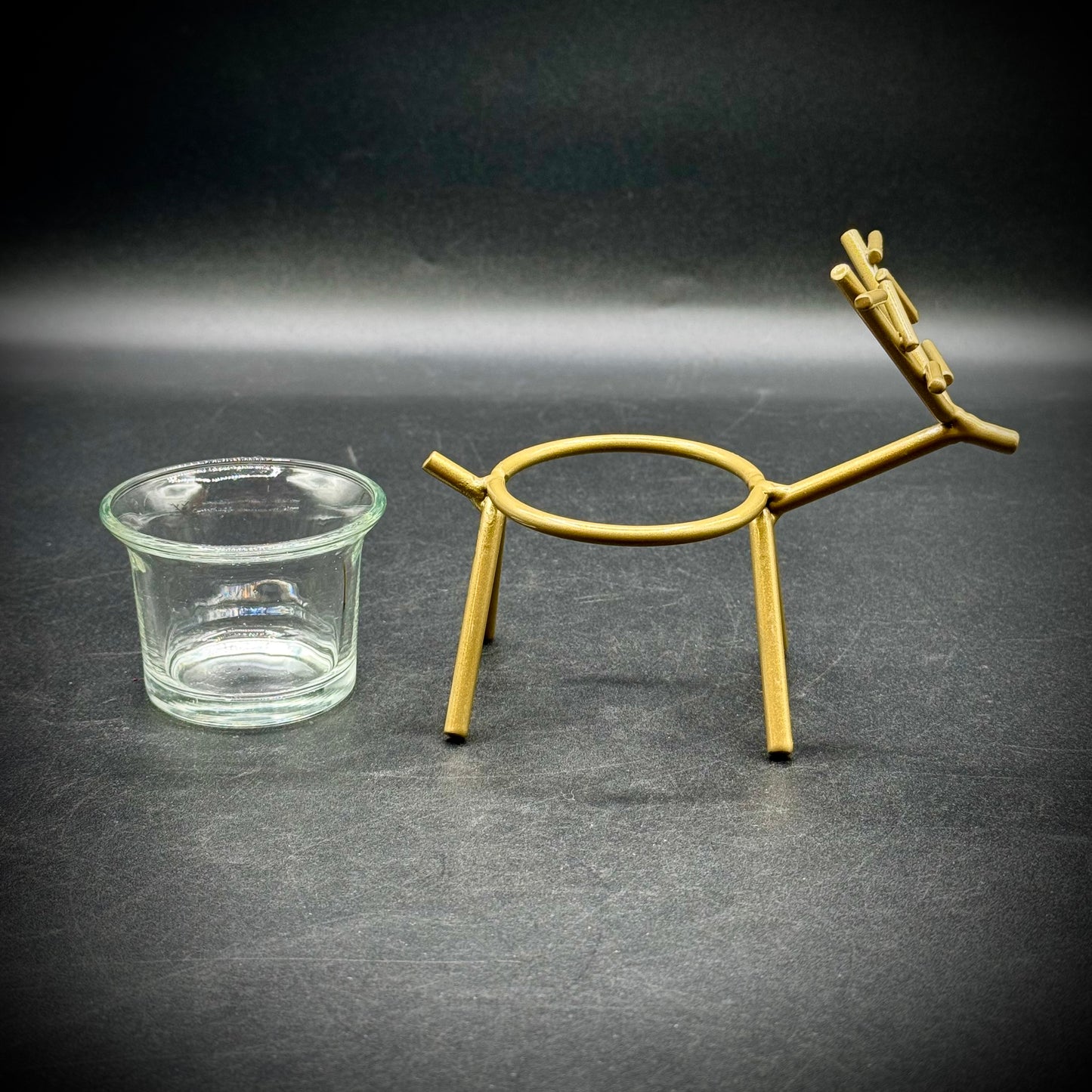 Metal & Glass Brutalist Reindeer Votive
