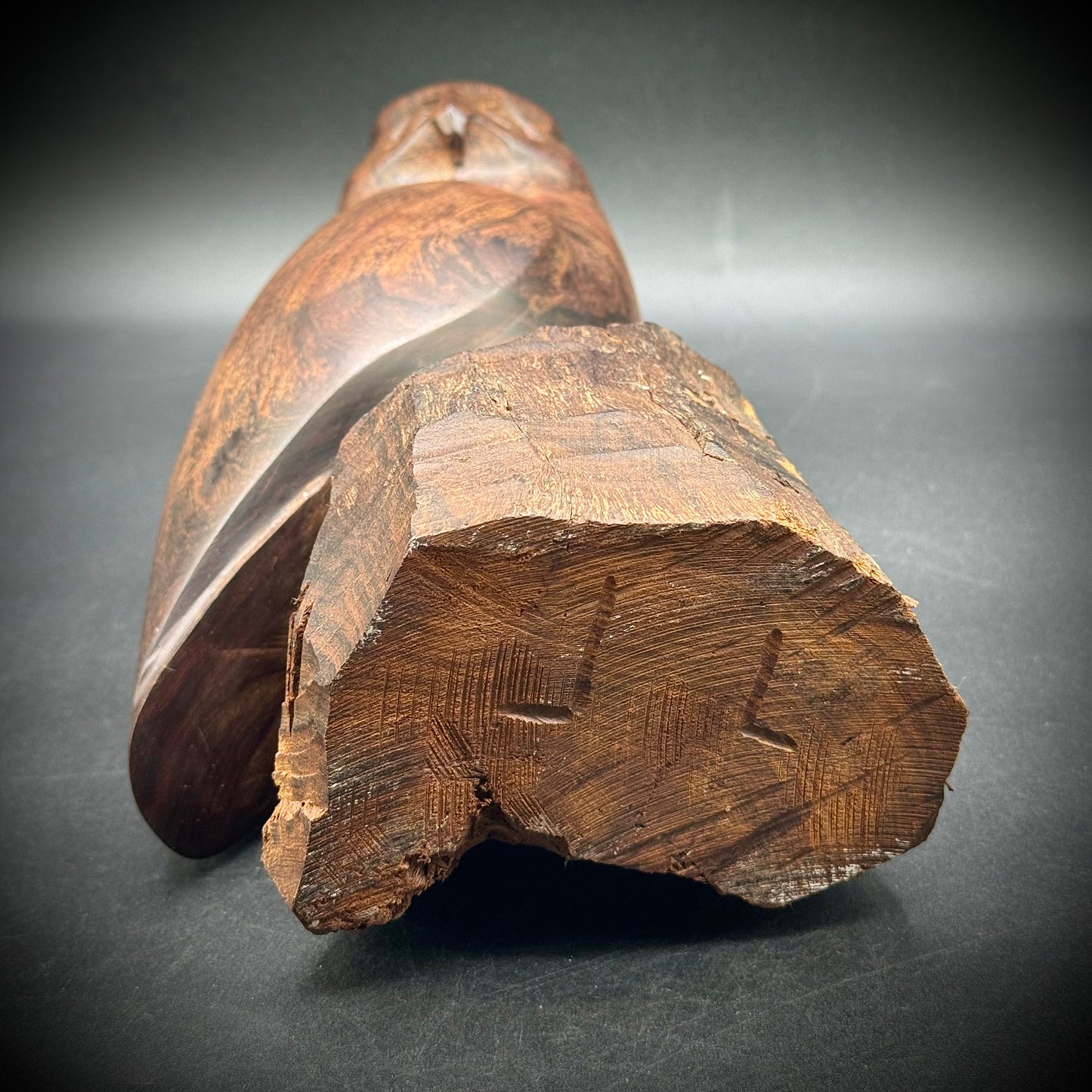 Heavy Carved & Polished Ironwood Owl Statue