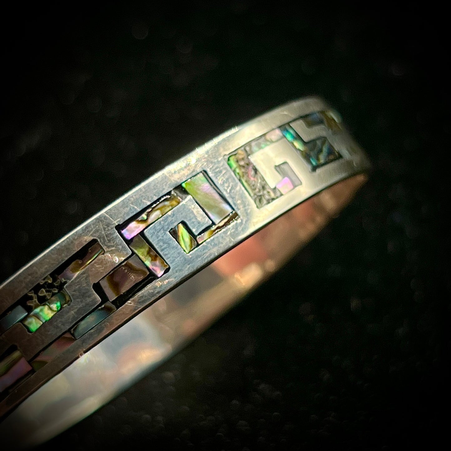 Vintage Sterling Taxco Mexico TR-191 Inlaid Abalone Bracelet