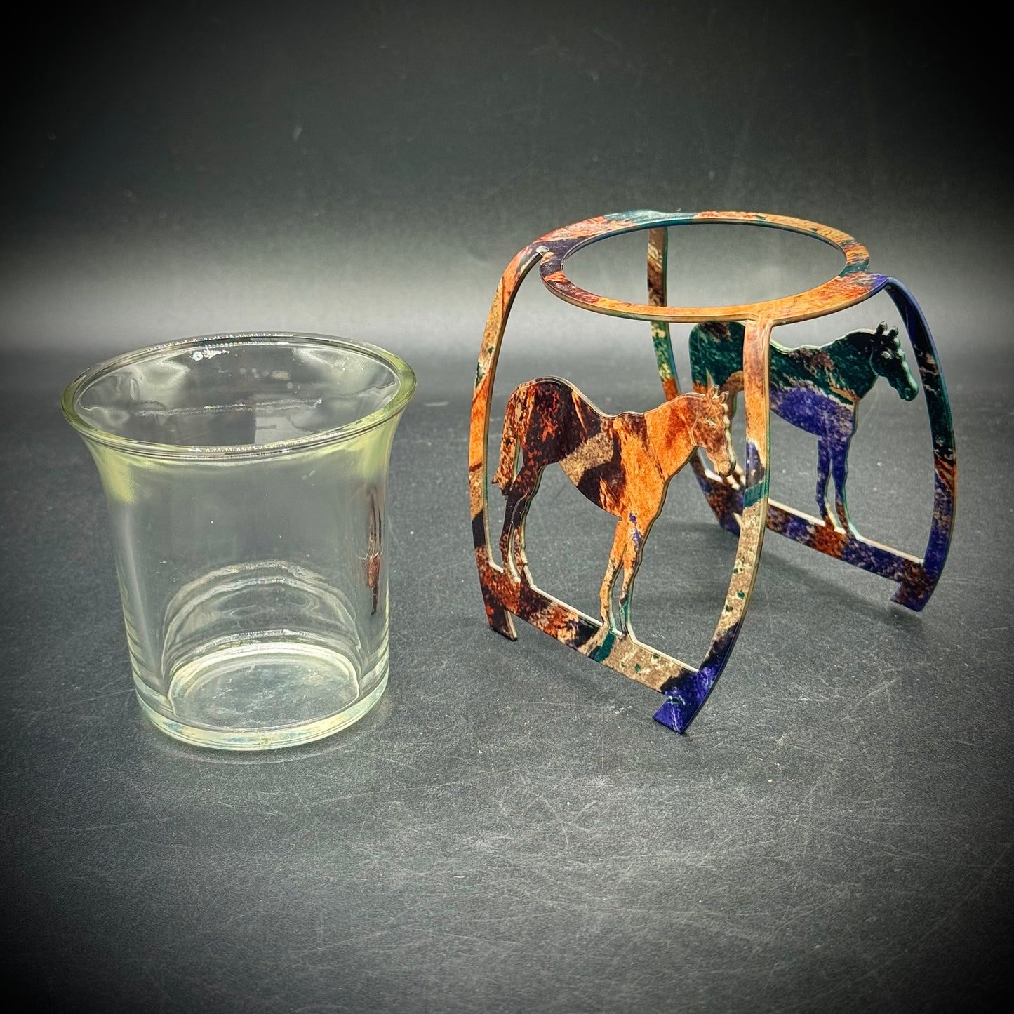 Metal & Glass Horse Votive #1