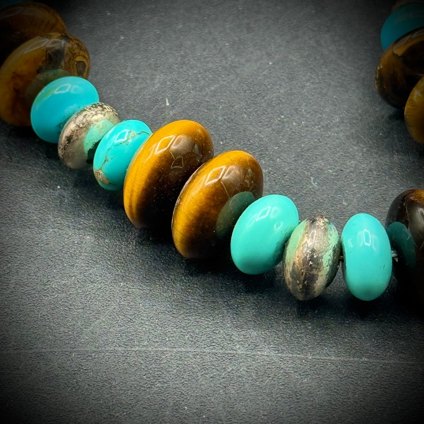 Turquoise, Tiger Eye & Sterling Silver Necklace