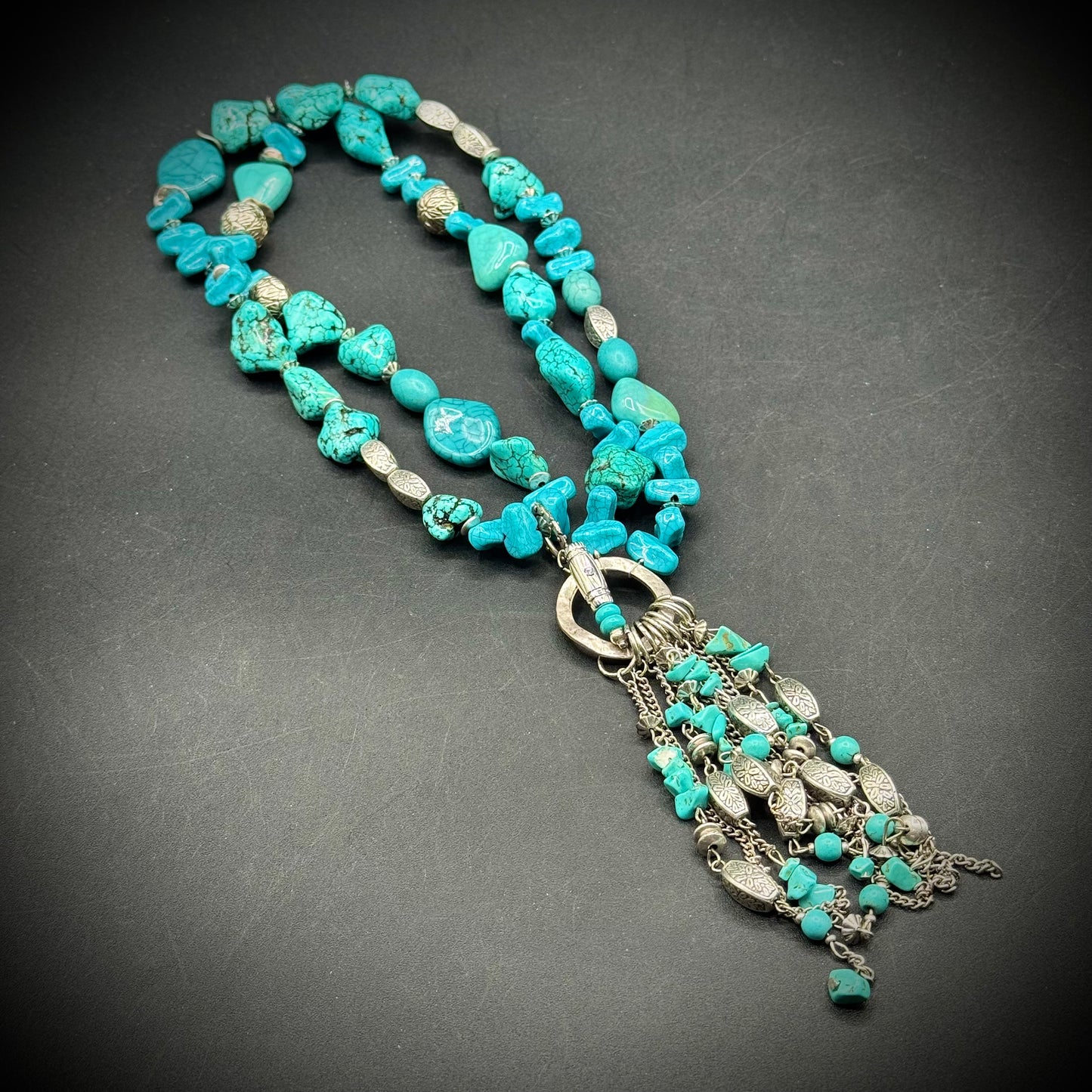Simulated Turquoise Fashion Necklace