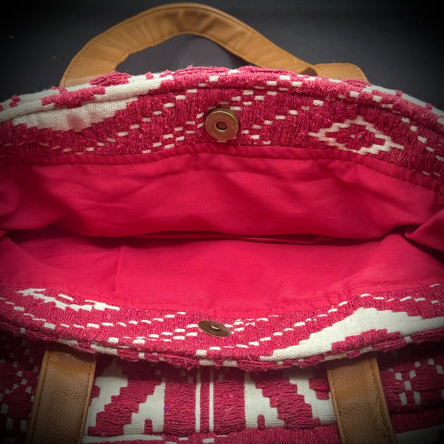 Large Red & White Pattern Tote