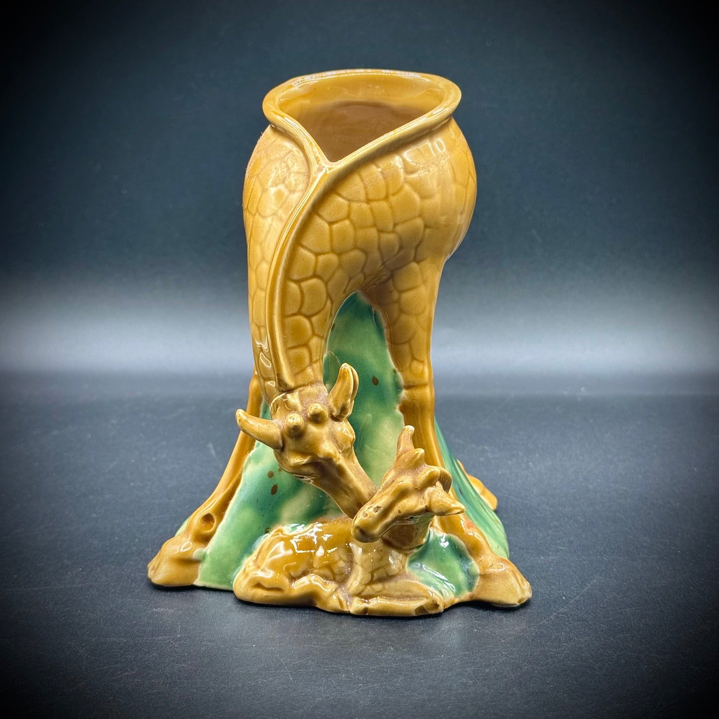 Majolica Mother Giraffe & Calf Vase