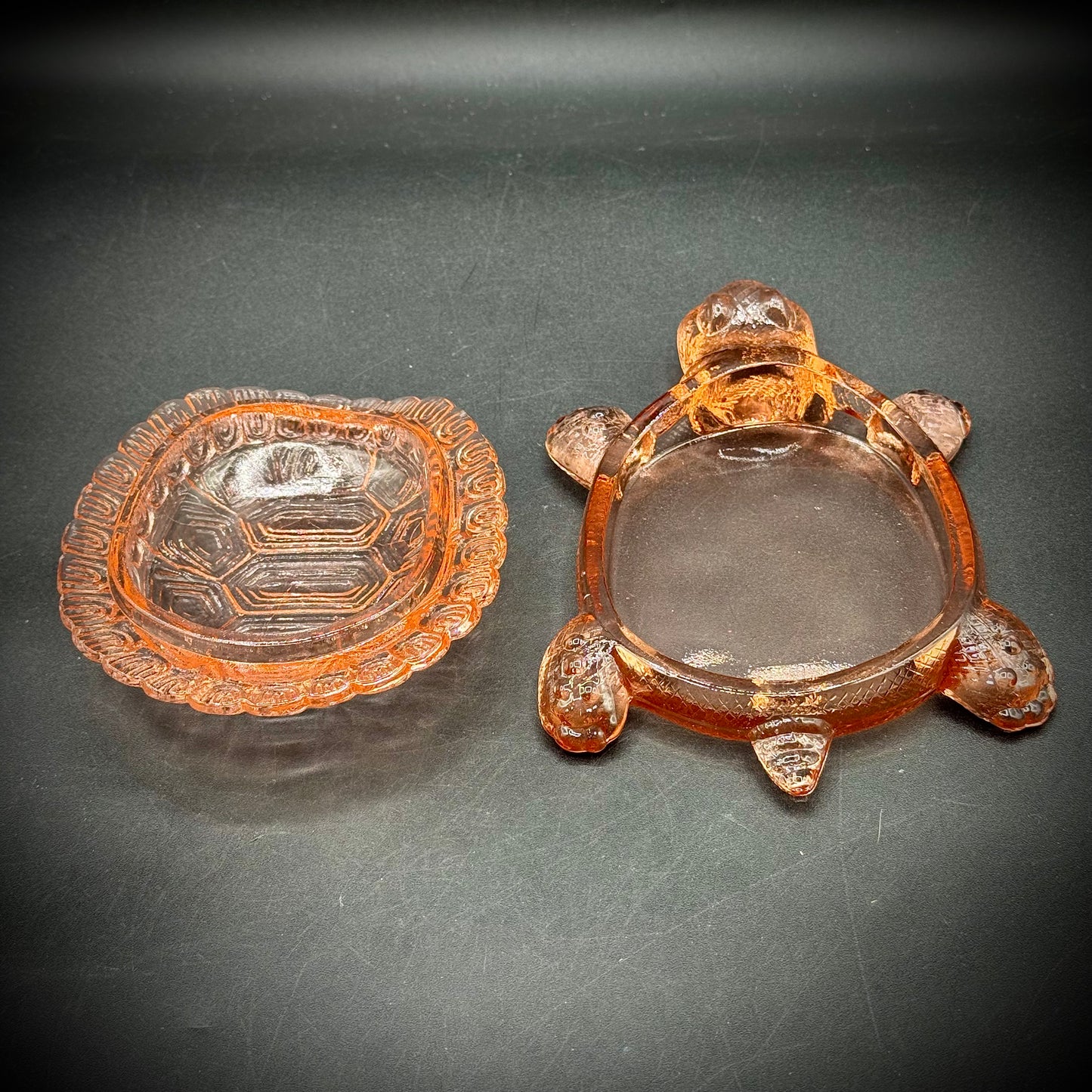 1930s Depression Glass Turtle Lidded Candy Dish