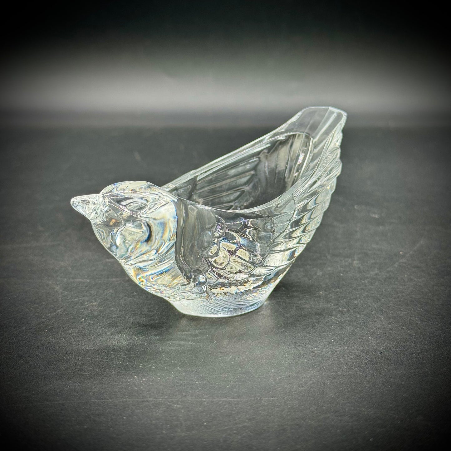 Vintage Crystal d'Arques Bird Trinket Dish Made in France