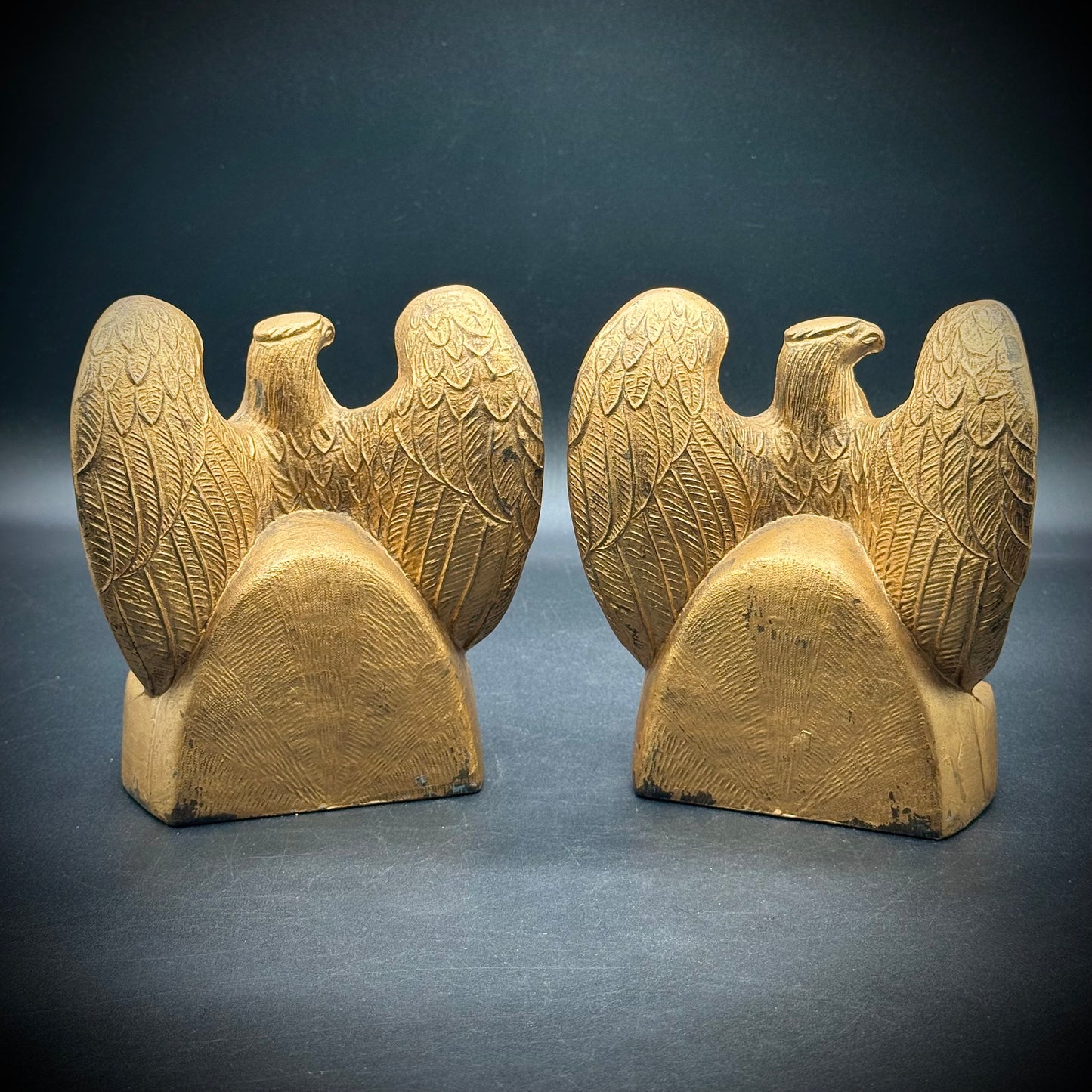 Pair of Vintage 1950s Metal Eagle Bookends