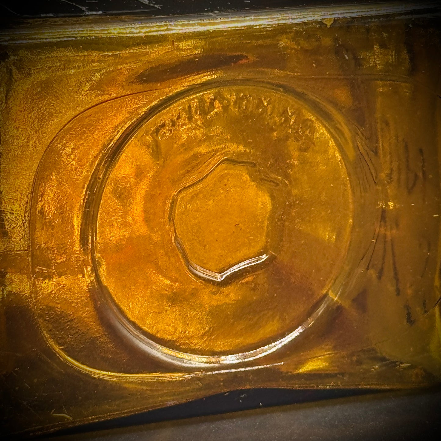 Vintage Wheaton Amber Old Cabin Bottle