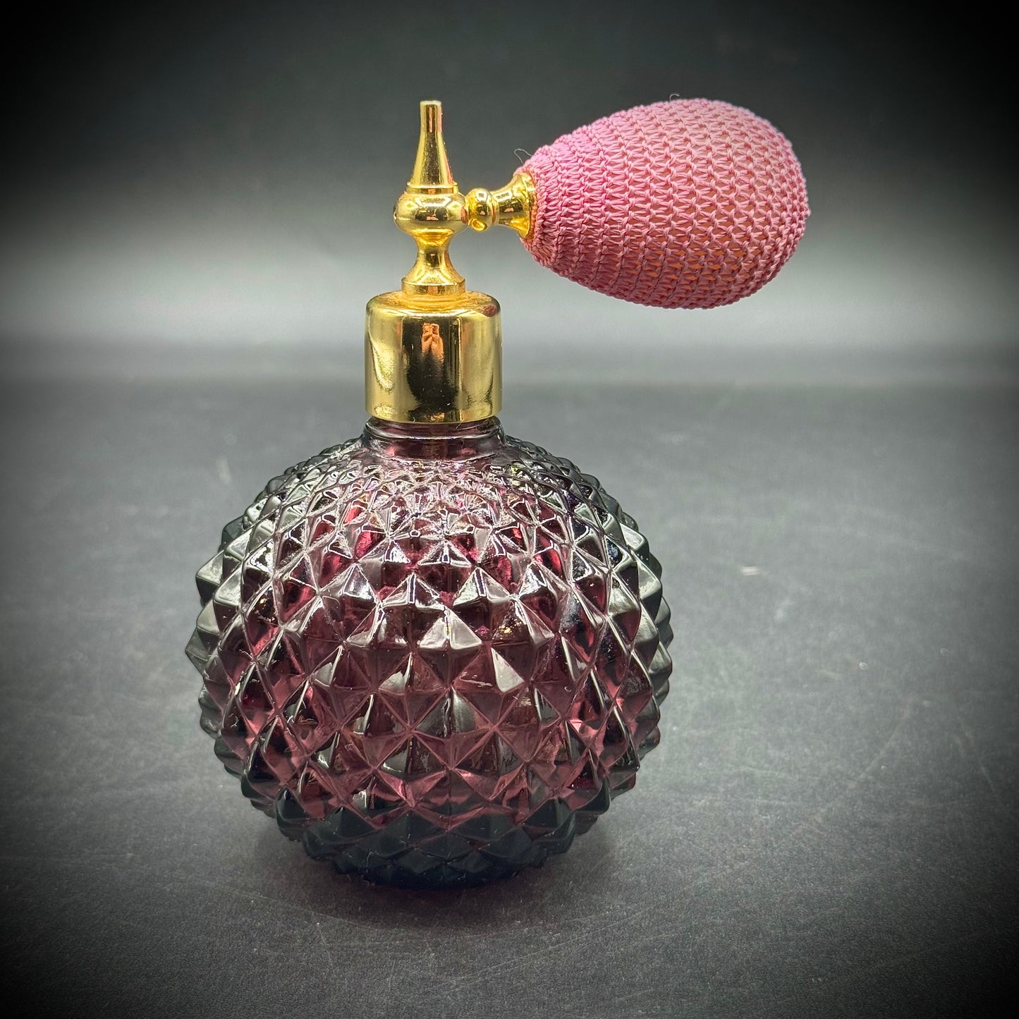 Purple Glass Perfume Bottle with Atomizer