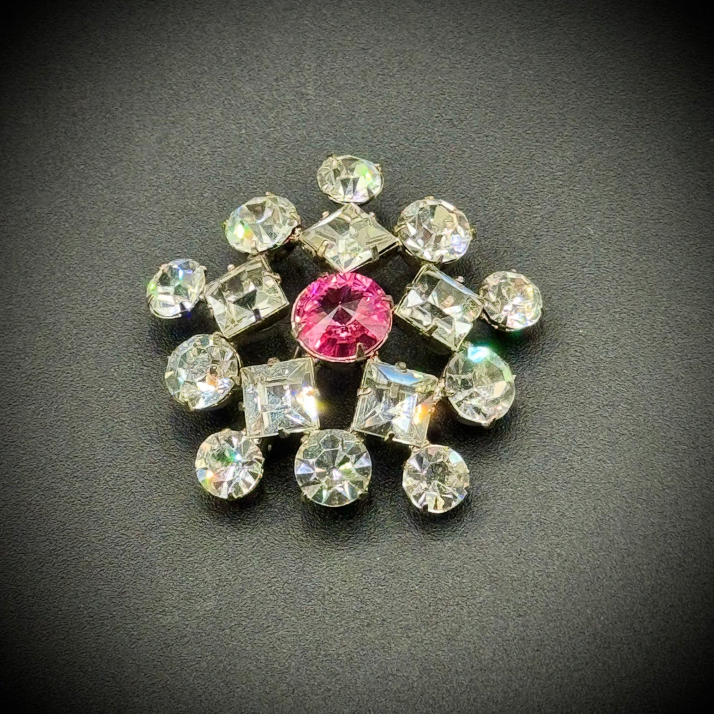 Rhinestone Brooch with Pink Stone