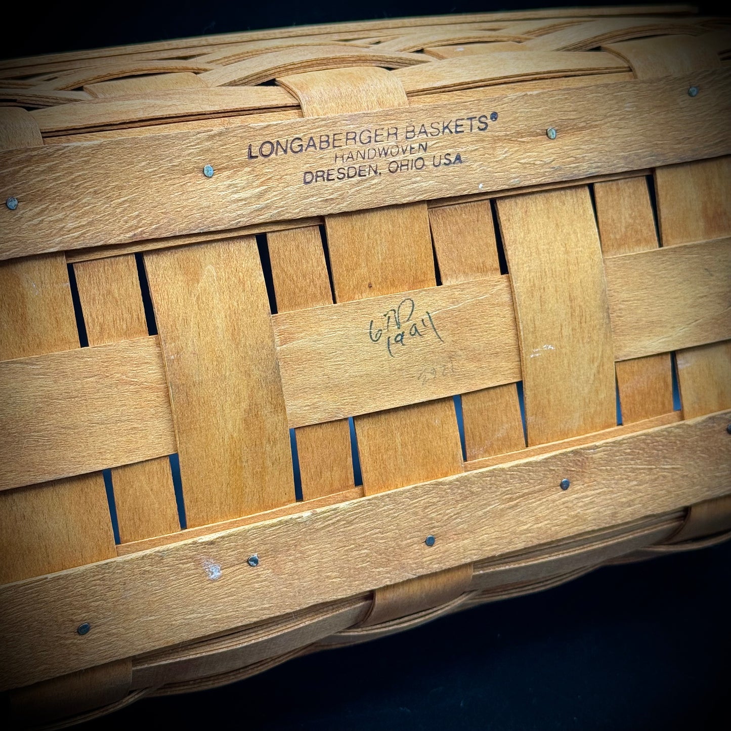 Vintage 1994 Signed Long Longaberger Basket