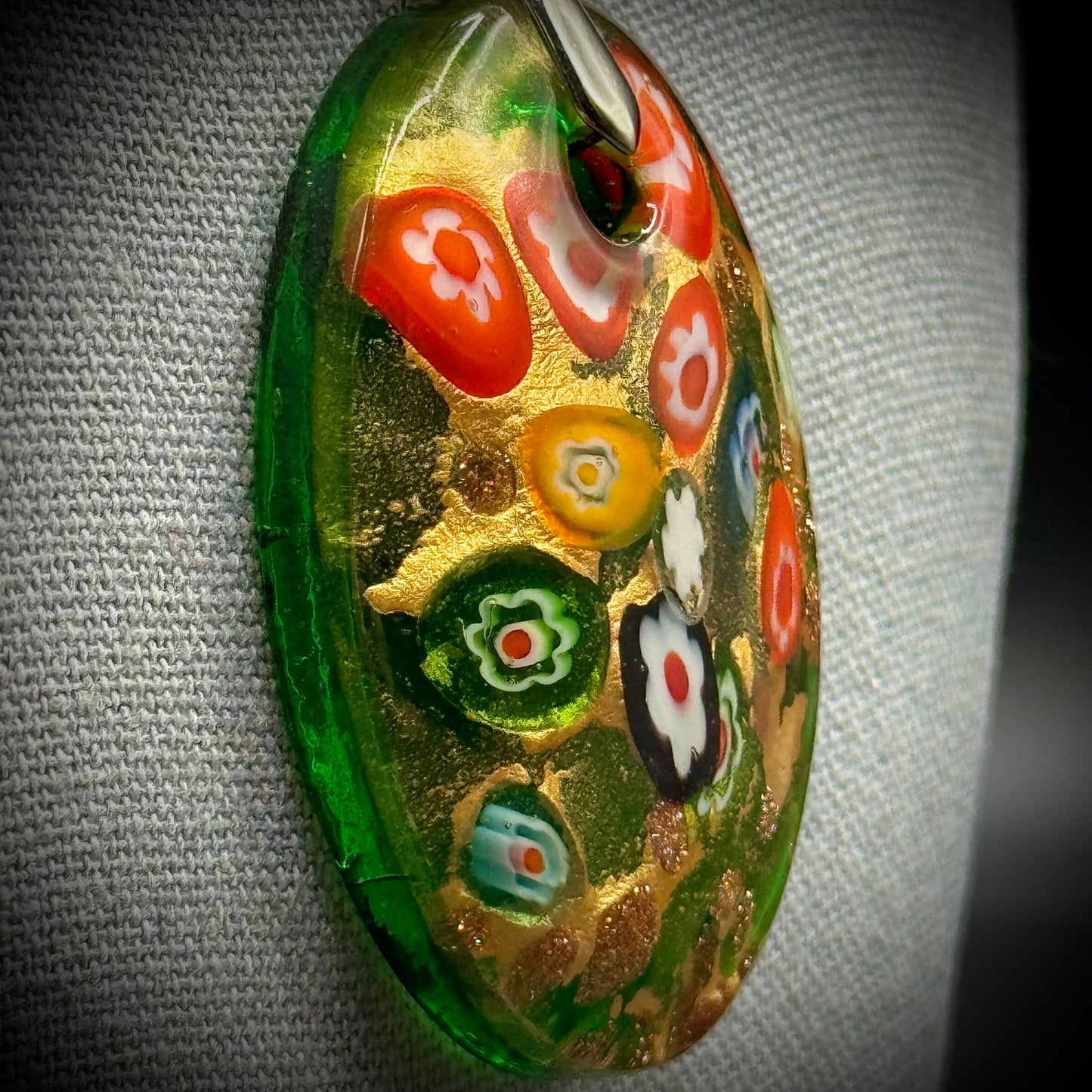 Caper Glass Creations Millefiori Art Glass Pendant