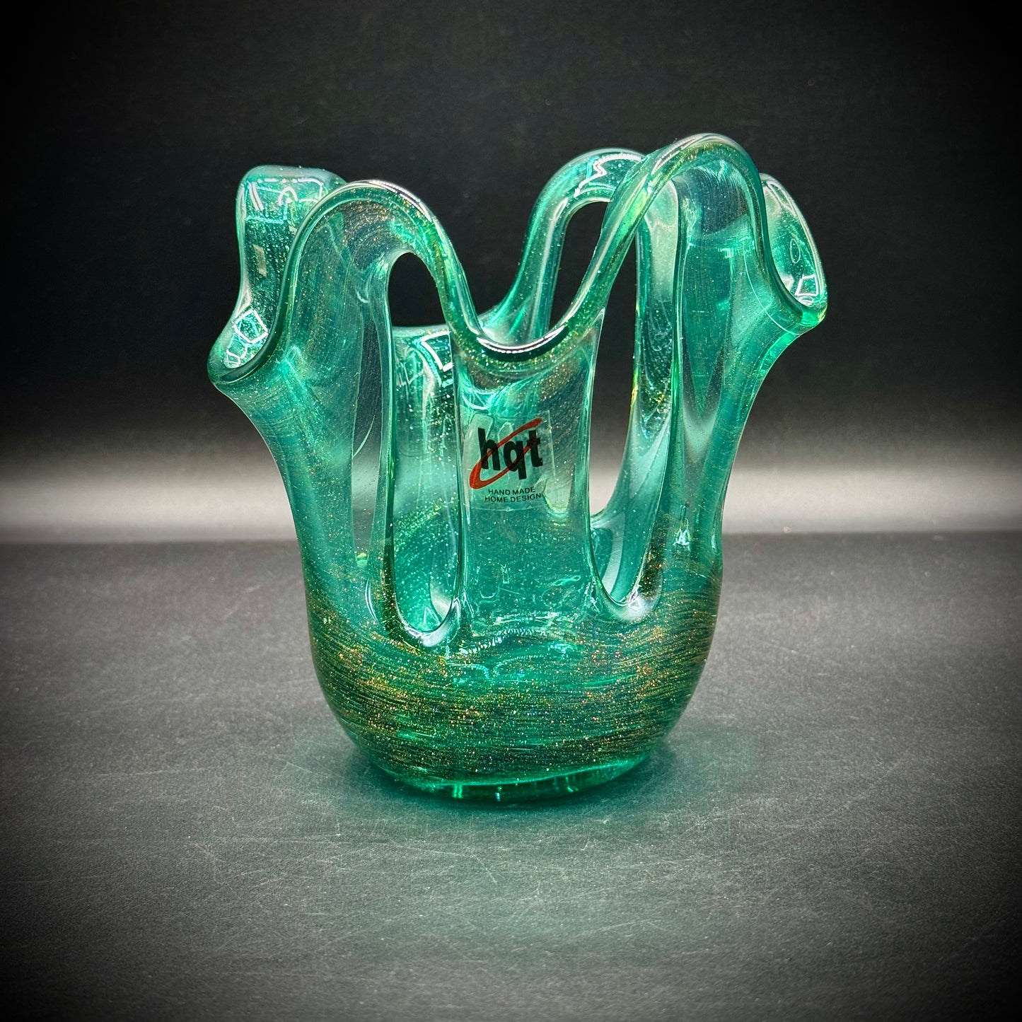 Green with Gold Fleck HQT Art Glass Bowl