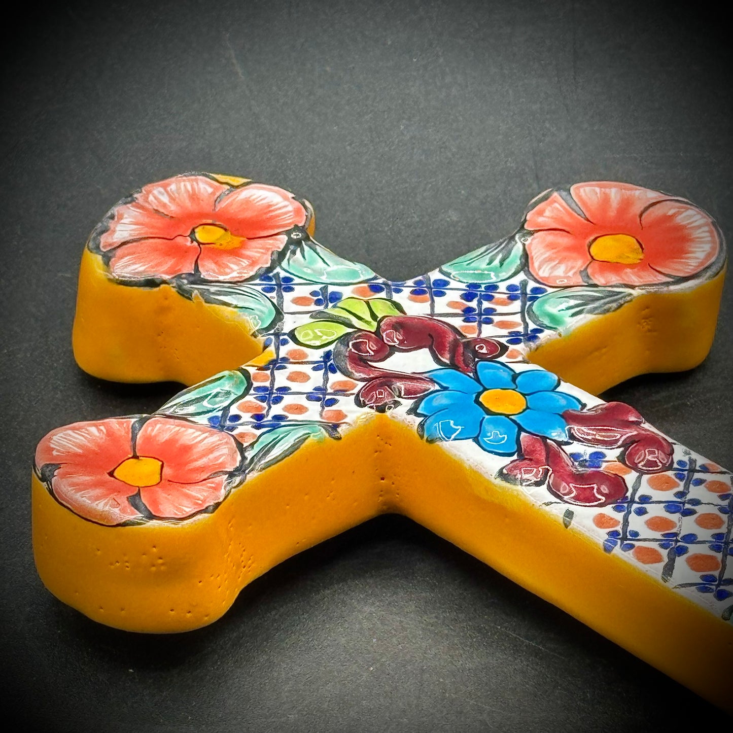 Talavera Mexican Pottery Standing Cross