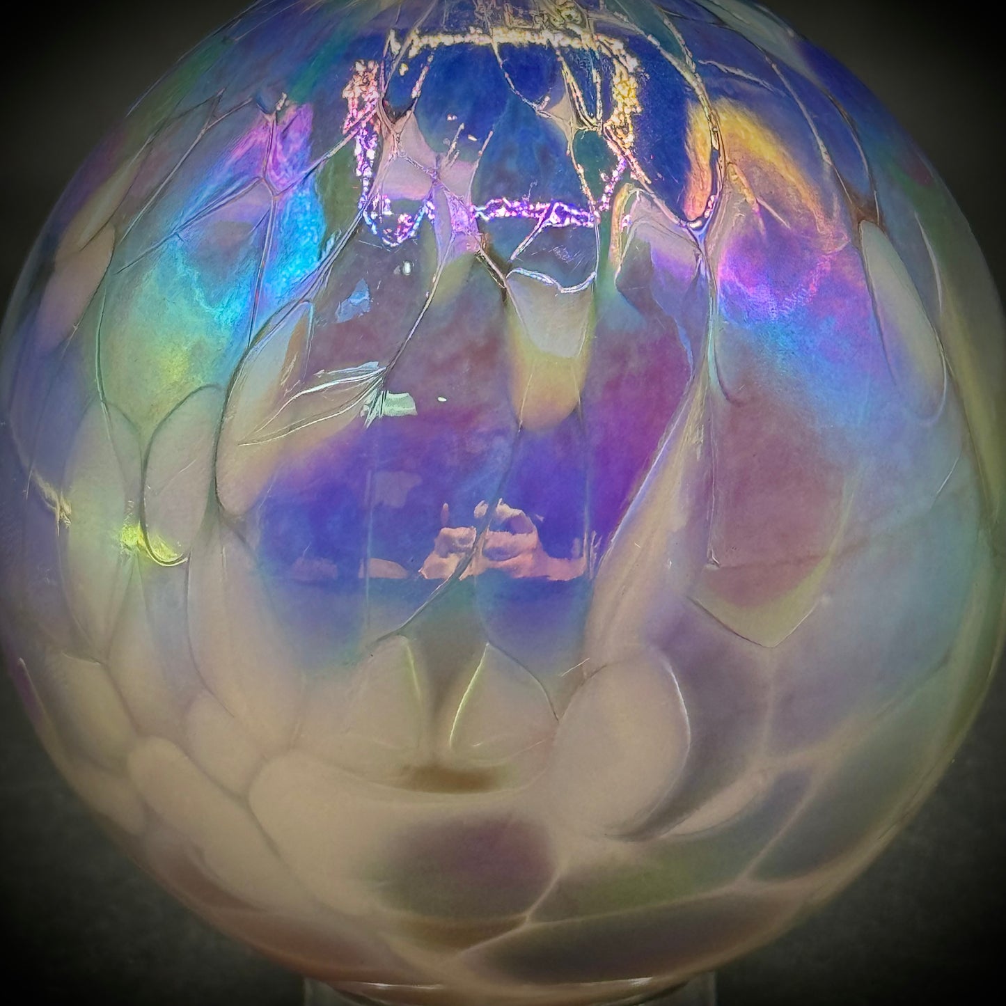 Hand Blown Art Glass Opalescent Hanging Decorative Ball