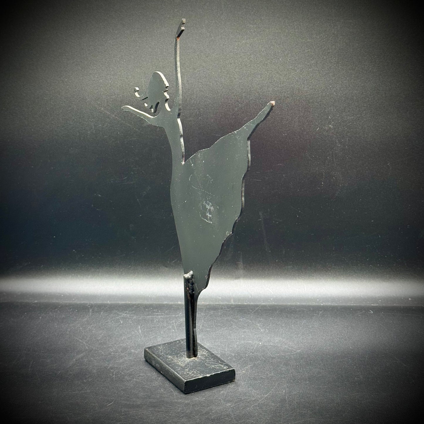 Artist Claudine Buell "Danseuse en Rose" Heavy Metal Sculpture on Base