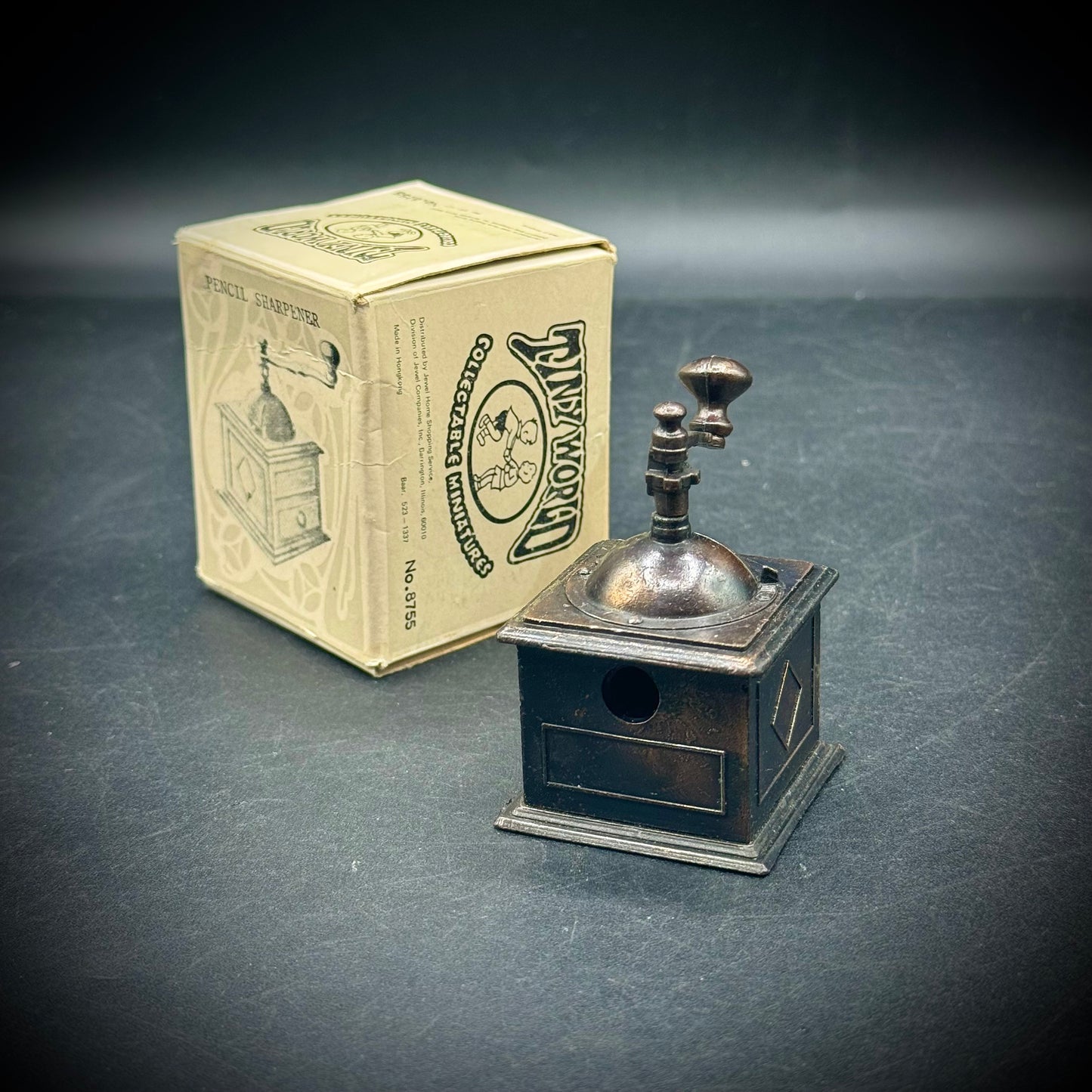 Vintage Metal Pencil Sharpener #09 - Coffee Grinder with Box - Made in Hong Kong