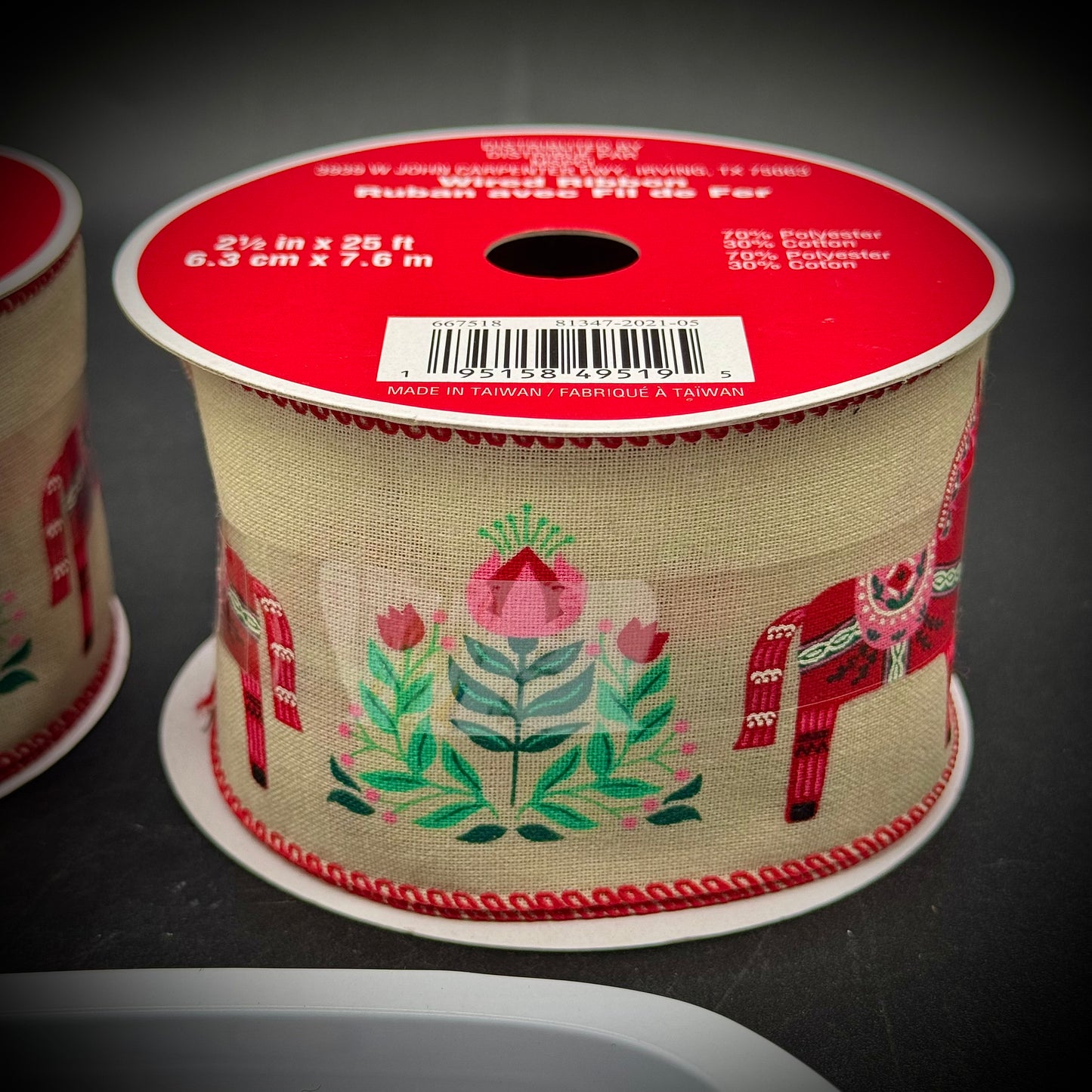 Swedish Dala Horse Motif Ribbon & Dish