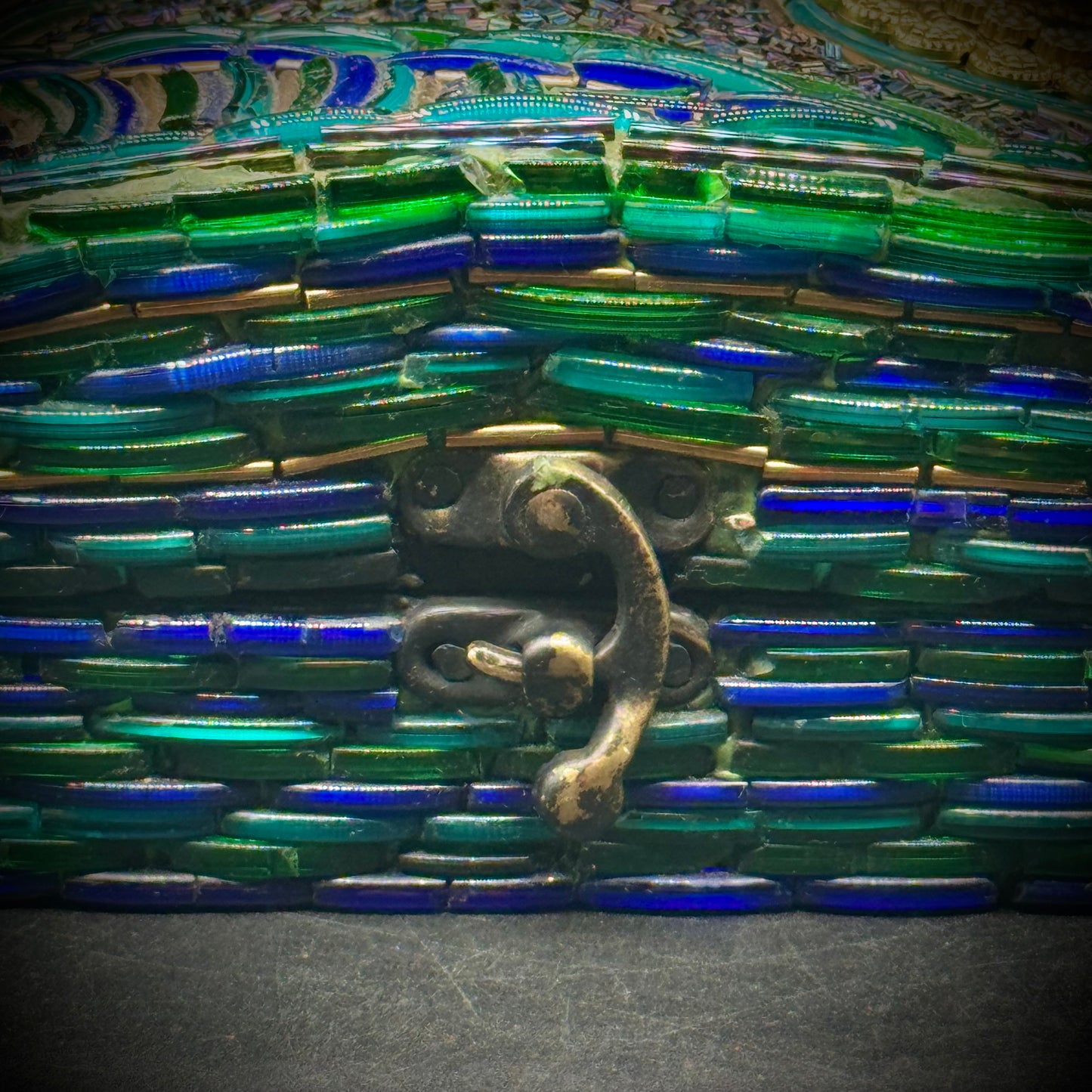 Colorful Beaded Box with Peacock Motif